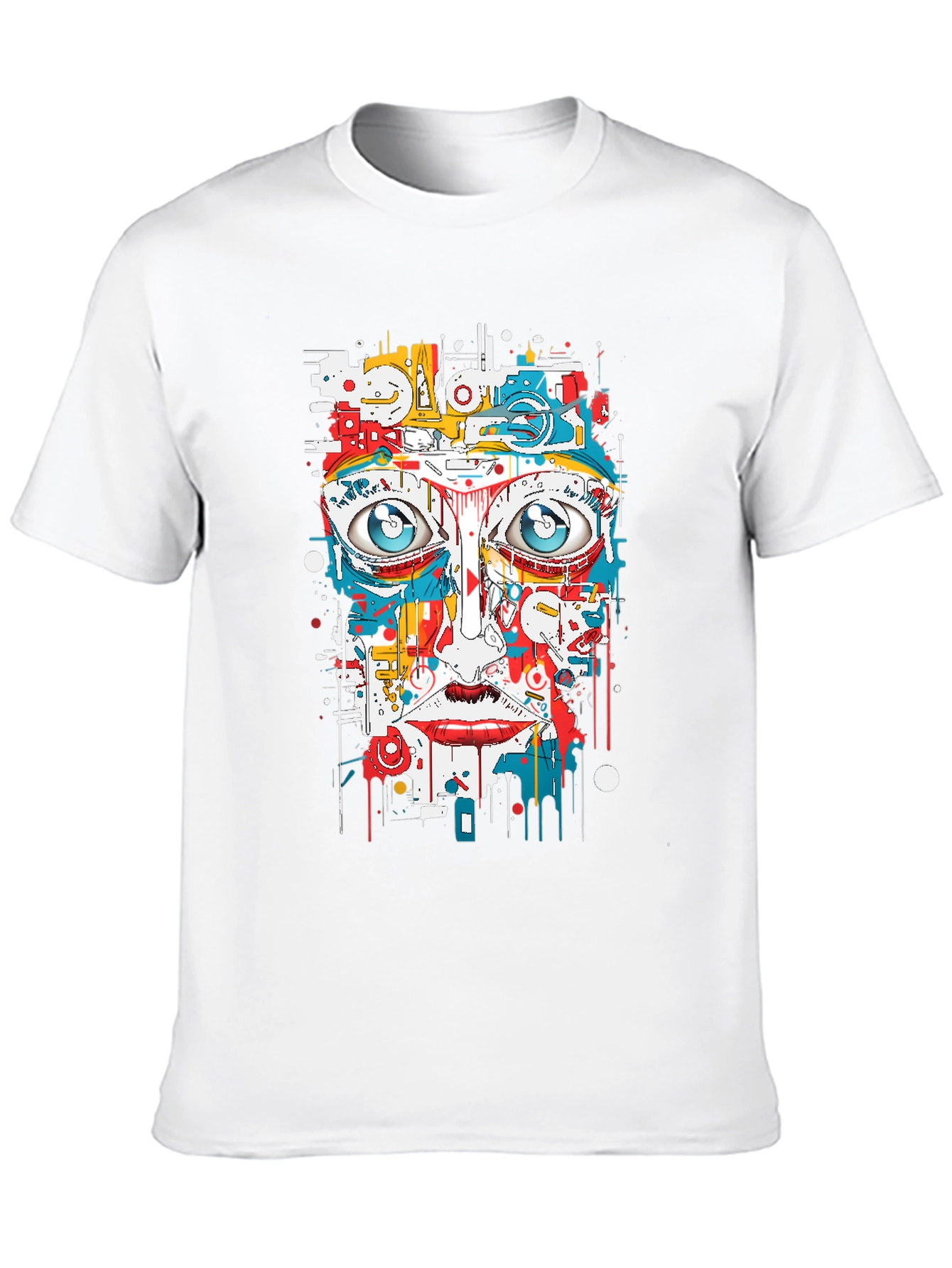 Black Abstract Face Graphic Print Black Tee view 10