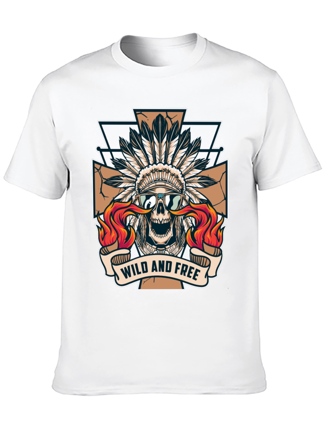 Black Wild and Free Skull Graphic Tee view 10