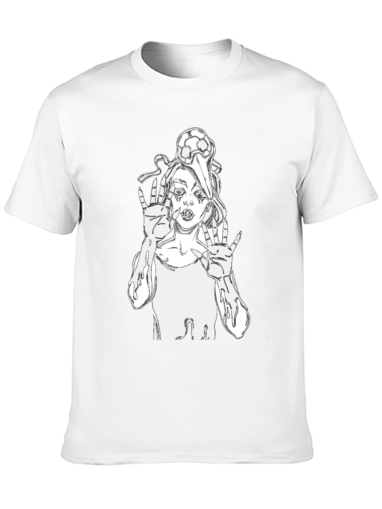 Black Edgy Graphic Tee - Black Crew Neck T-Shirt view 10