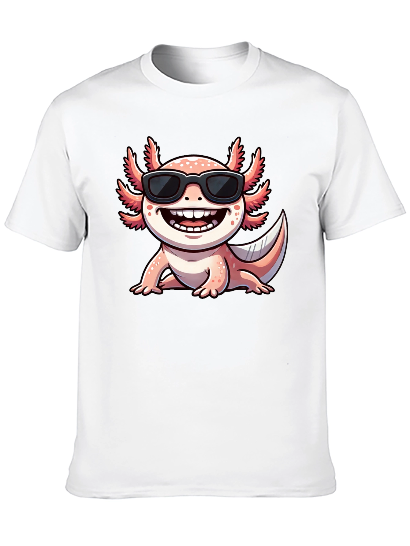Black Cool Axolotl T-Shirt - Black Cotton Tee view 10