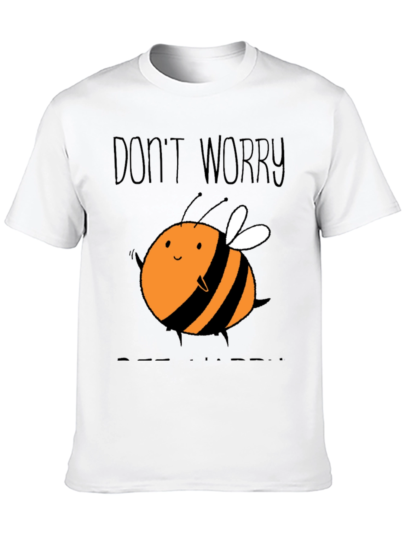 Black Cute Bee Graphic T-Shirt - Don't Worry Bee Happy! view 10