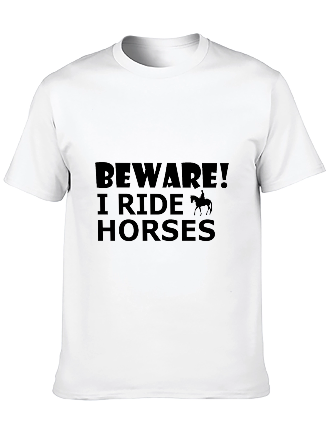 Black Beware I Ride Horses - Novelty Graphic T-Shirt view 10
