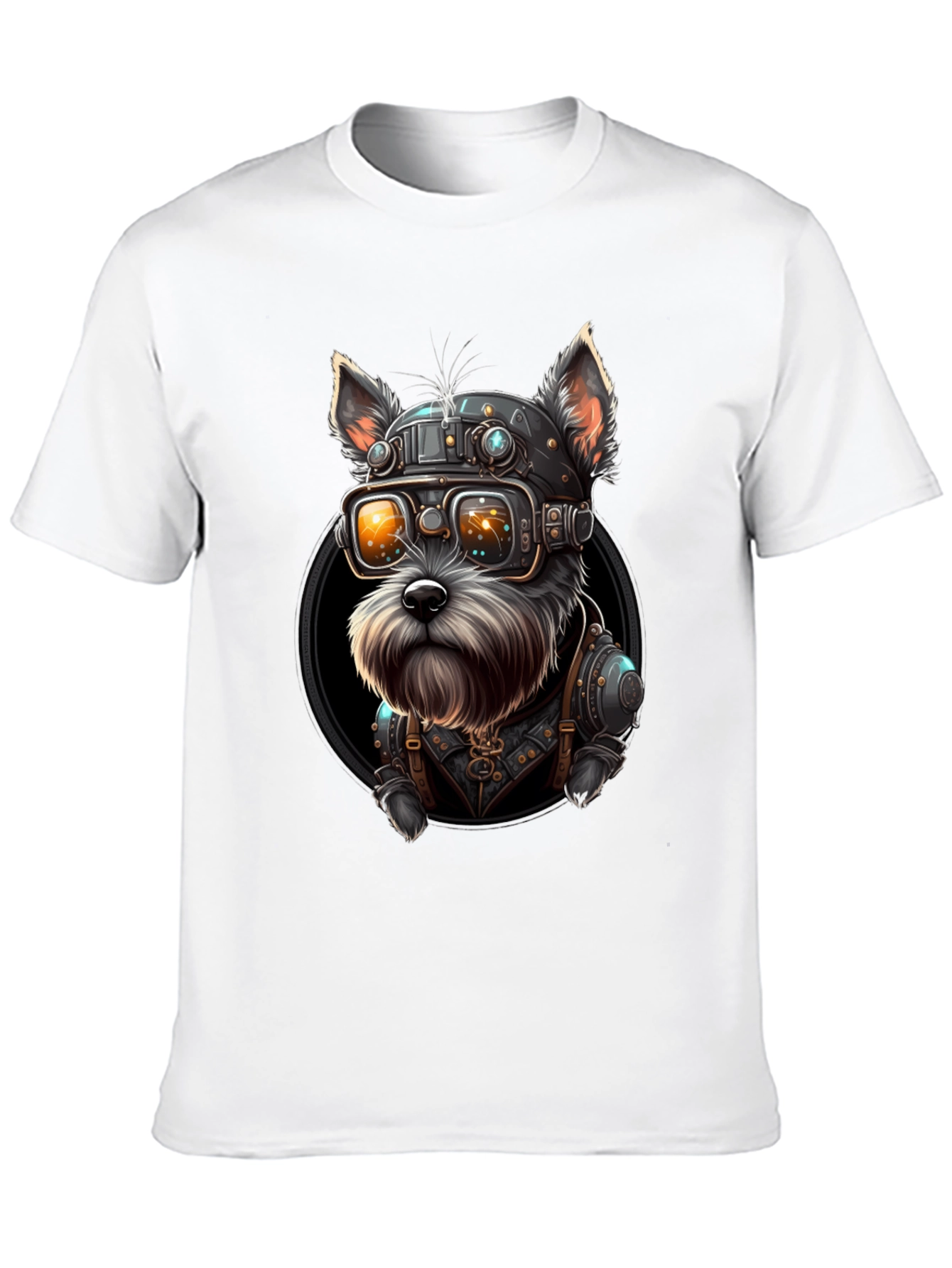 Black Steampunk Dog T-Shirt: Unique Sci-Fi Style view 10