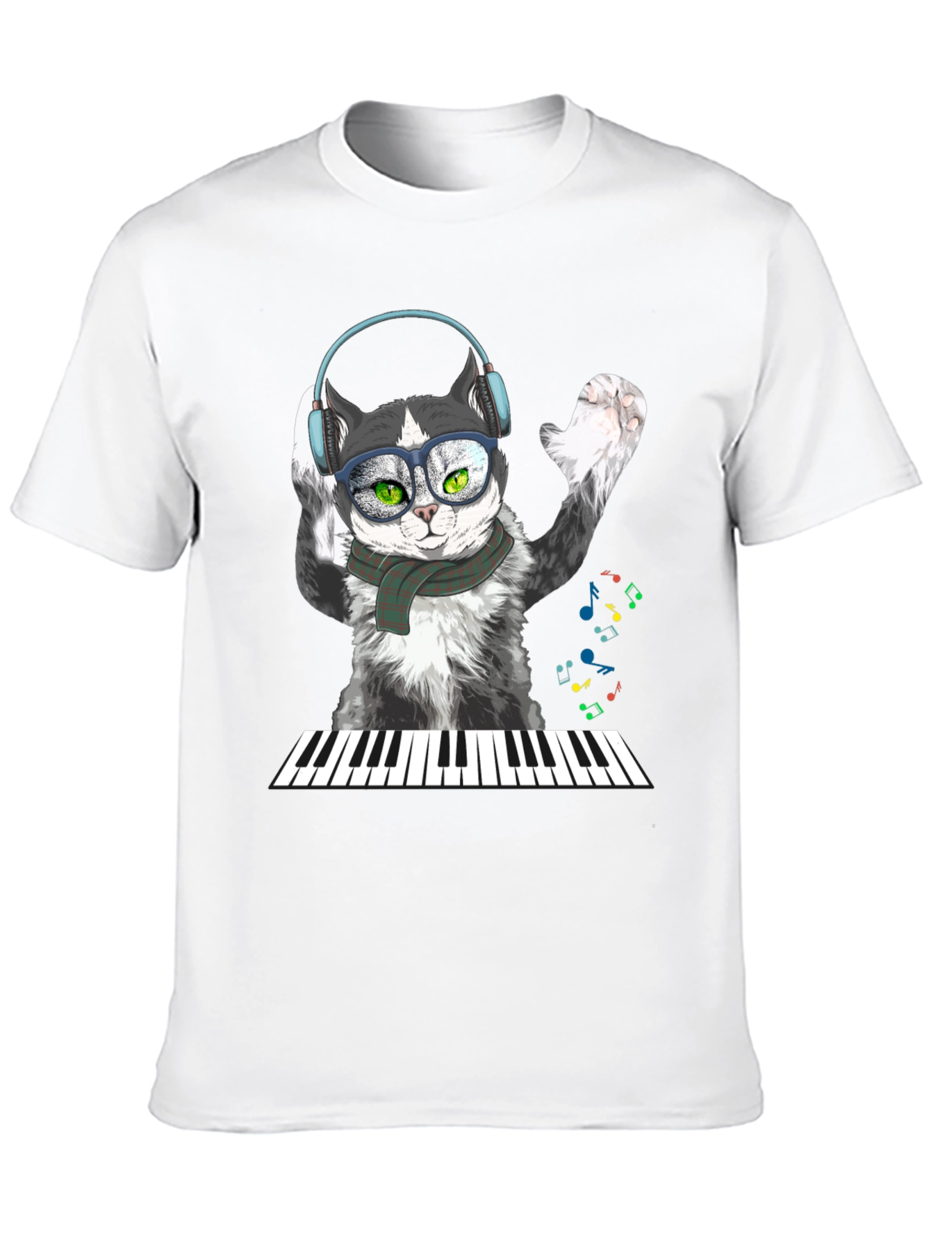 Black Cool Cat Musician T-Shirt view 10