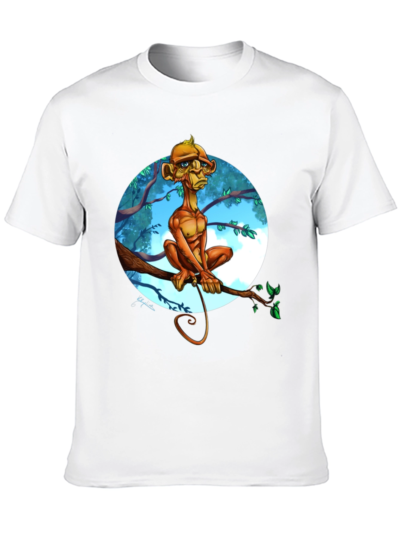 Black Monkey Cartoon Graphic Black T-Shirt view 10