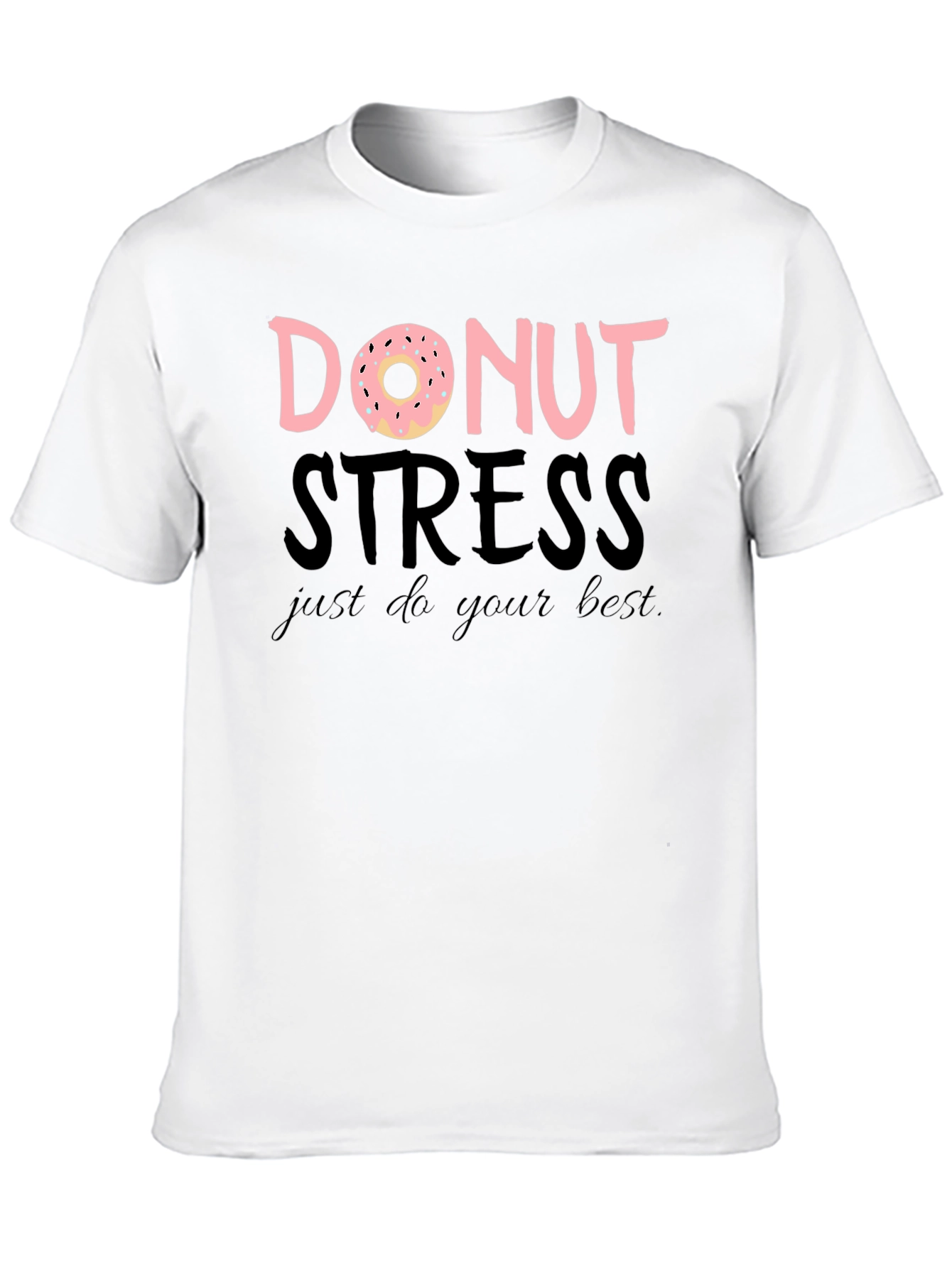 Black Donut Stress Funny Graphic Tee view 10