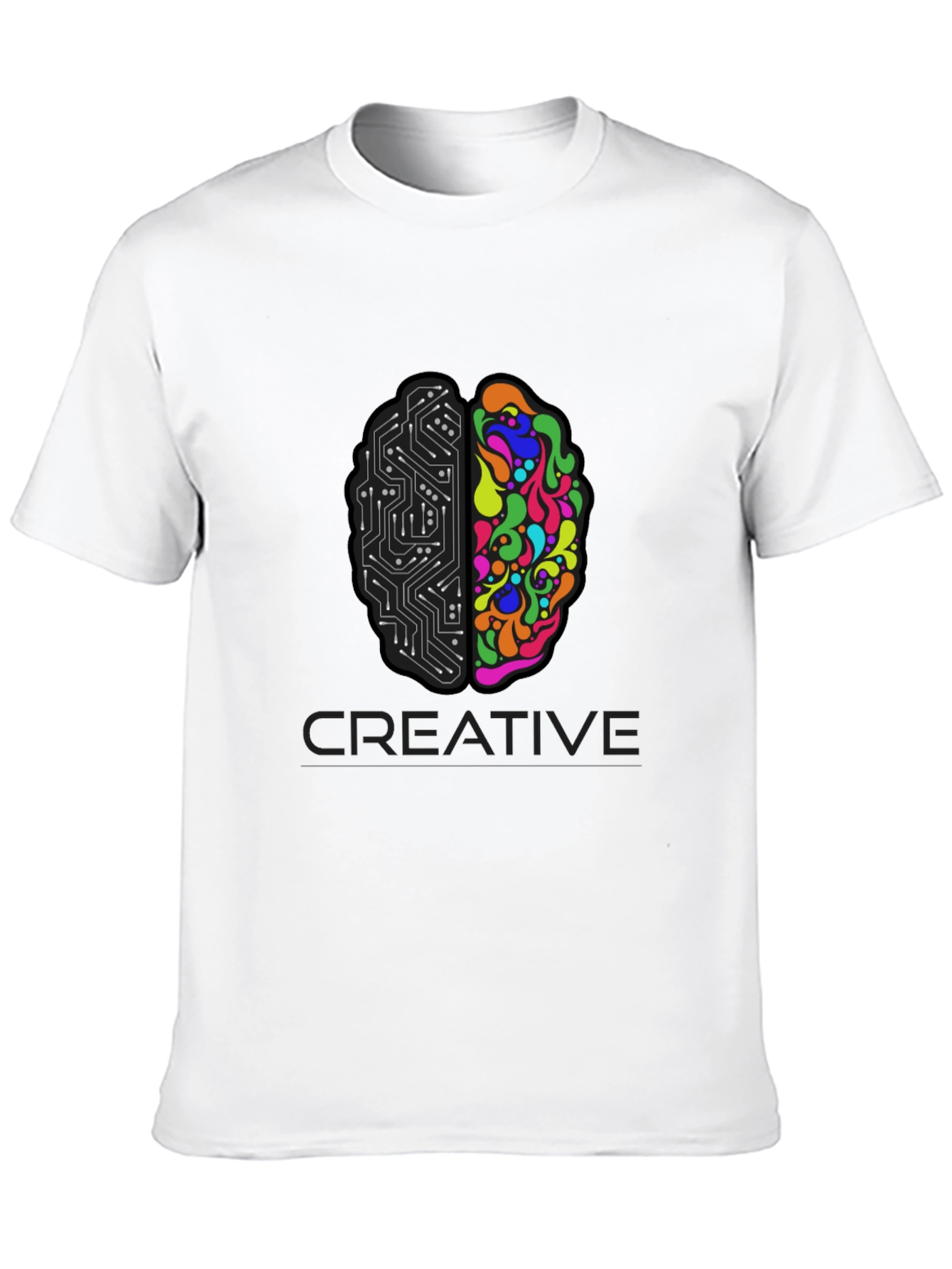 Black Creative Brain T-Shirt - Left & Right Brain Design view 10