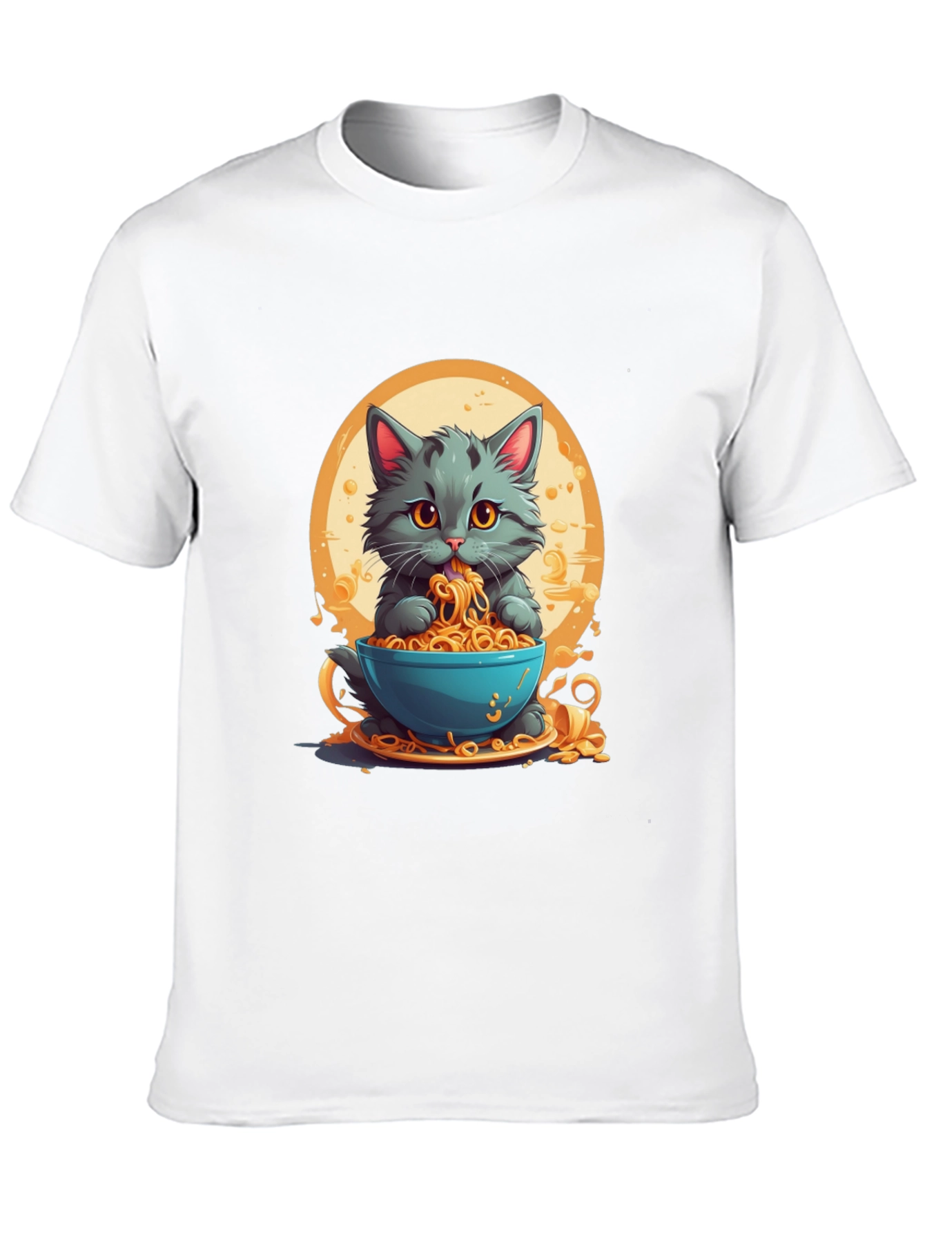 Black Cat Eating Noodles Graphic T-Shirt view 10