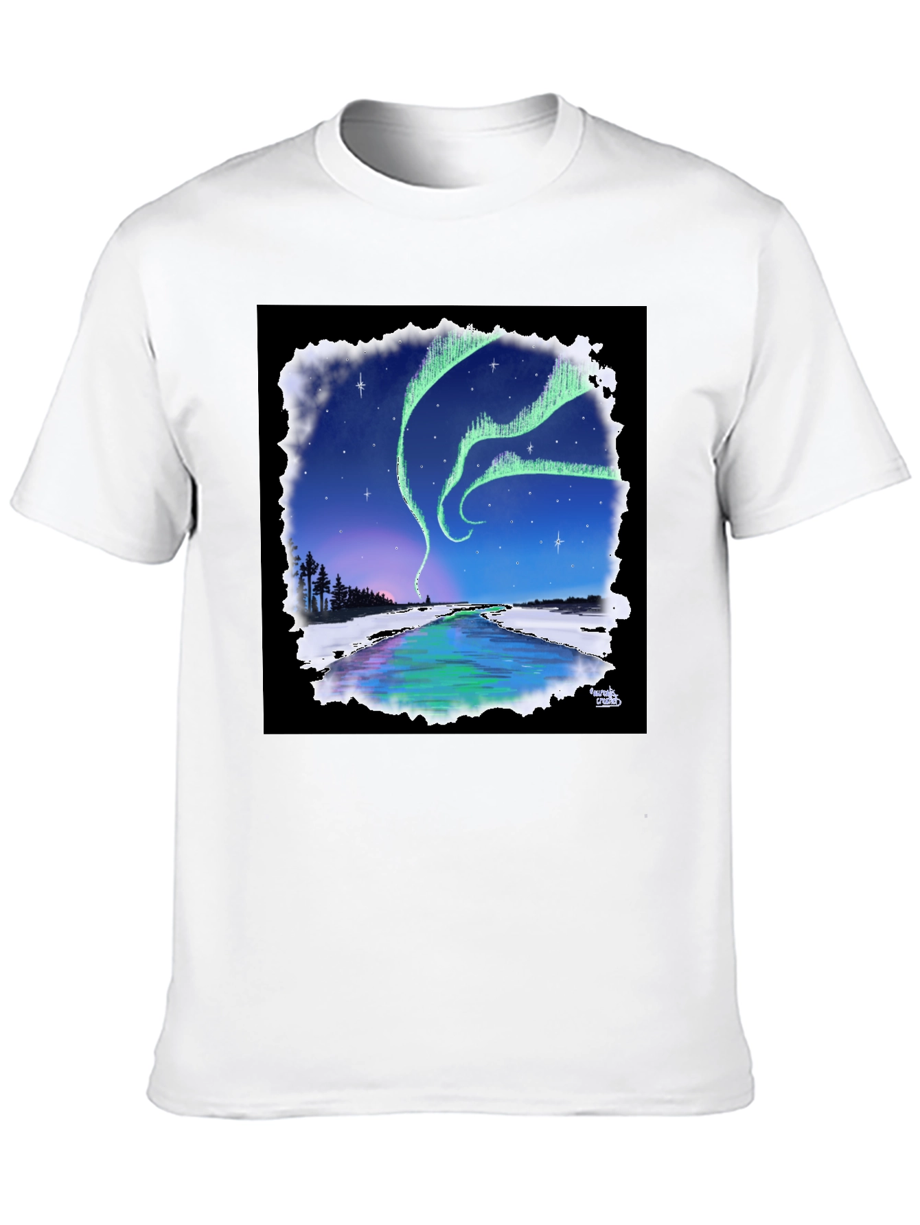 Black Aurora Borealis Graphic Tee - Northern Lights Design view 10