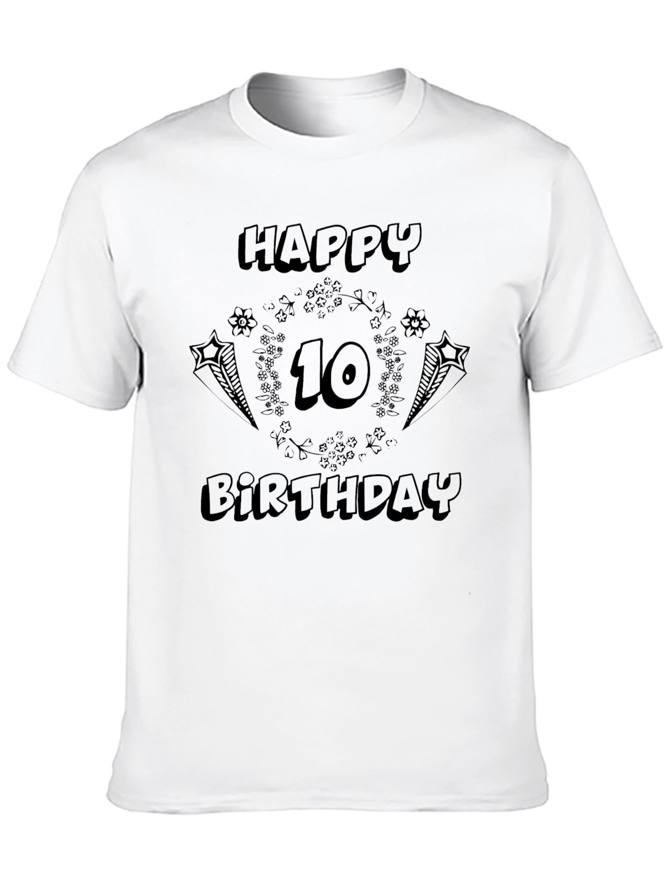 Black Happy 10th Birthday Black T-Shirt view 10