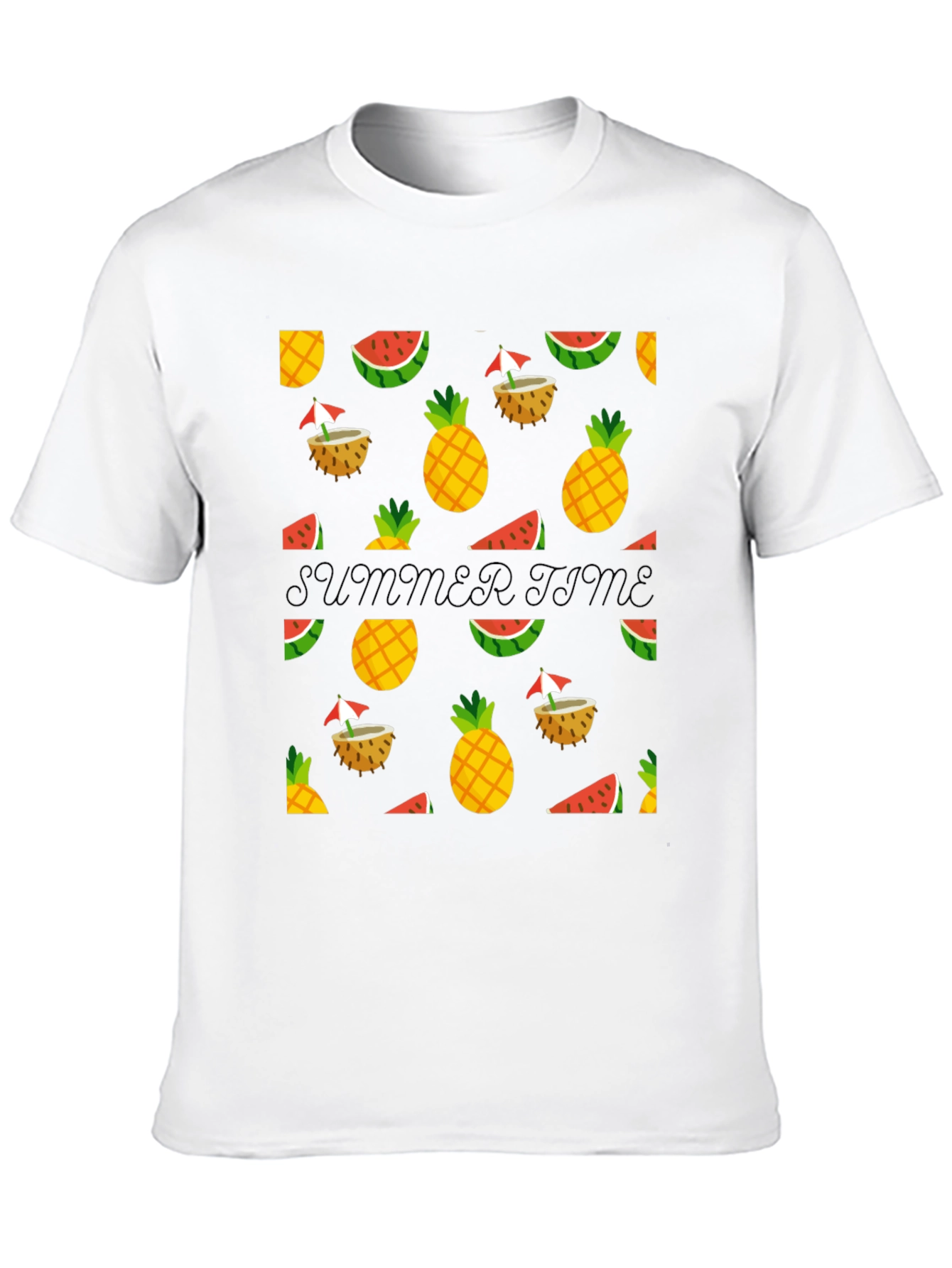 Black Summer Time Black Tee with Fruit Pattern view 10
