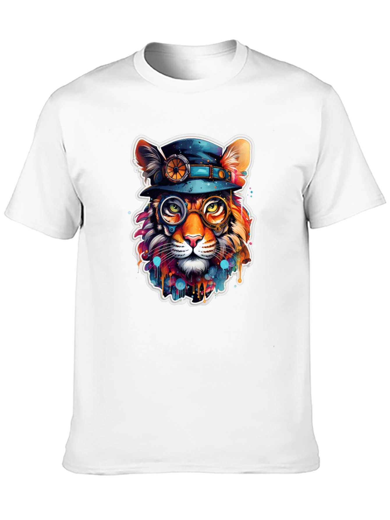 Black Steampunk Cat T-Shirt - Unique Animal Graphic Tee view 10