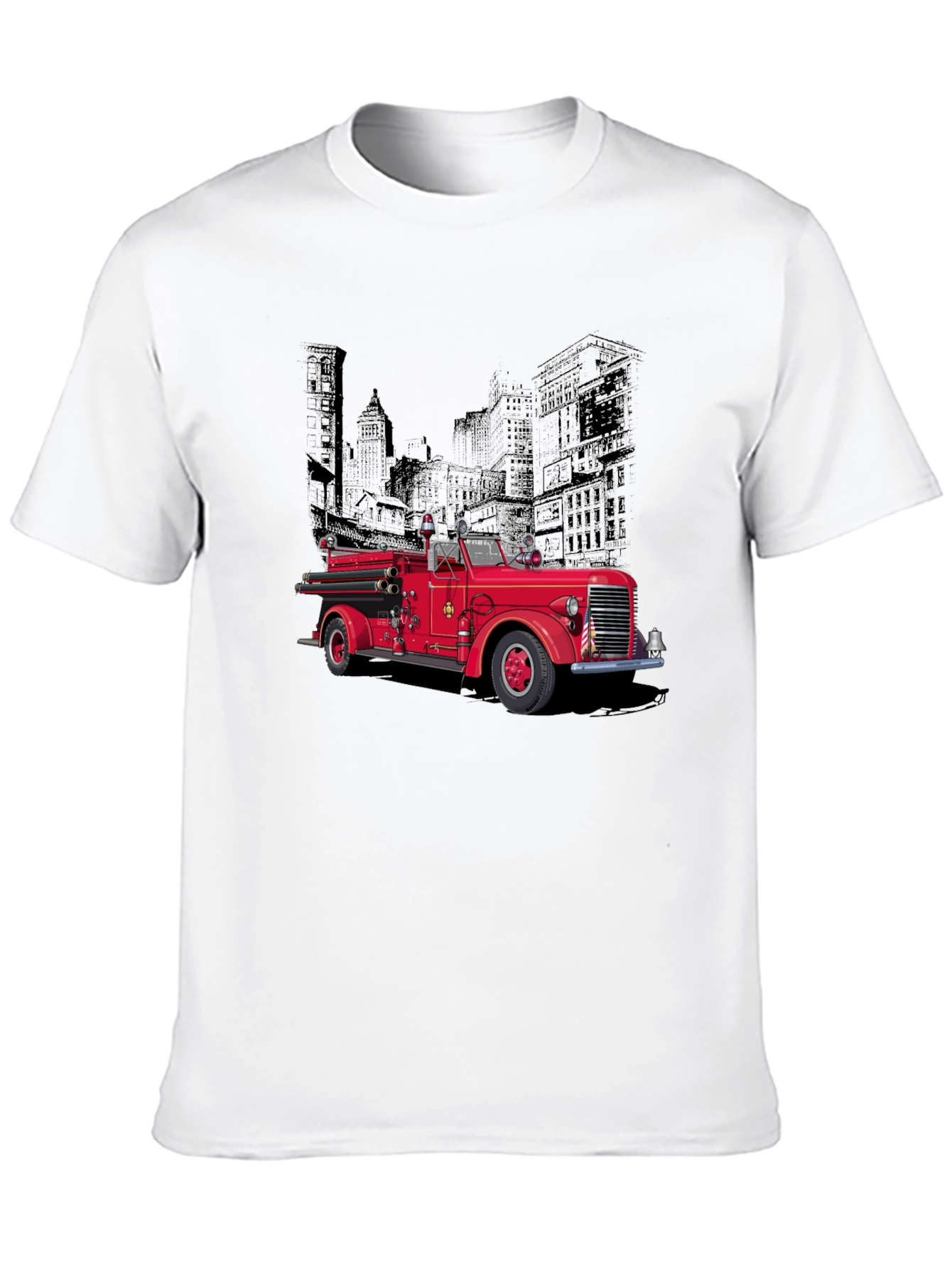 Black Vintage Fire Truck Graphic T-Shirt view 10