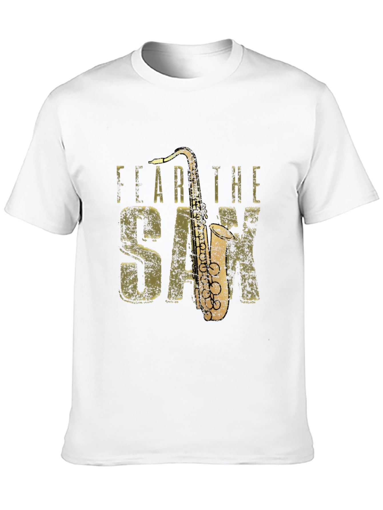 Black Fear the Sax T-Shirt - Black Cotton Tee with Saxophone Graphic view 10