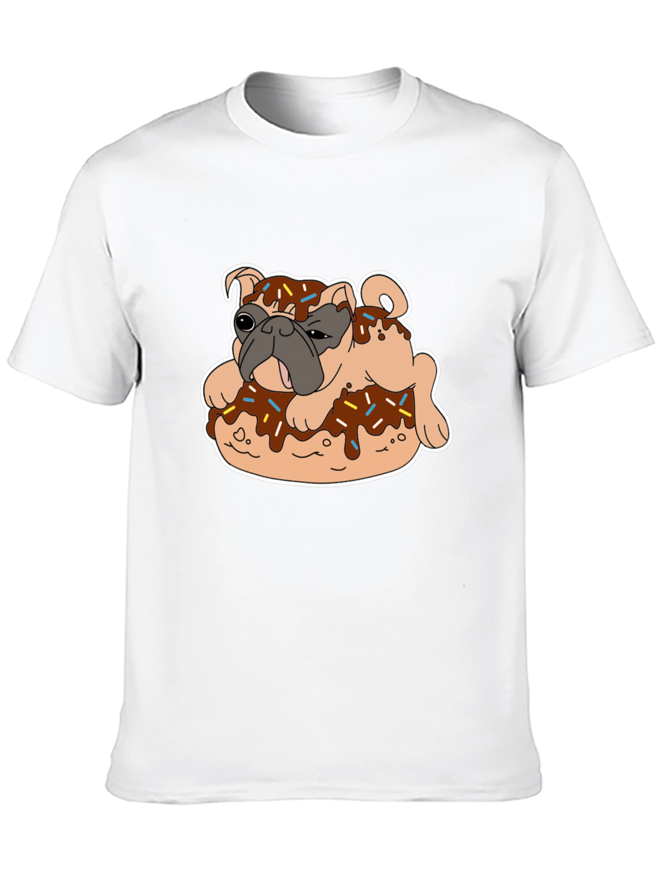 Black Pug on Donut Graphic Tee - Black T-Shirt view 10