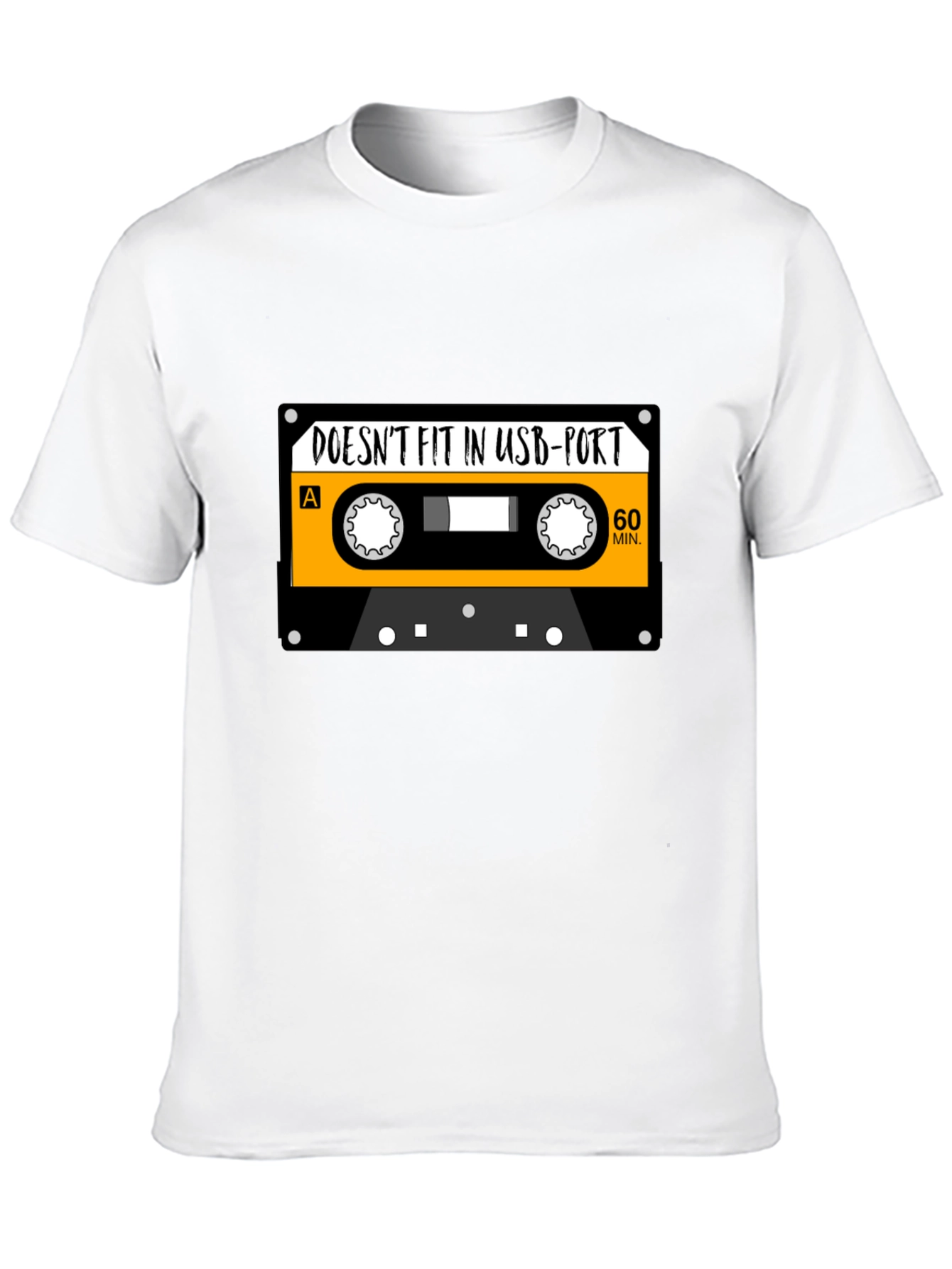 Black Retro Cassette Tape USB Port T-Shirt - Funny Music Tee view 10