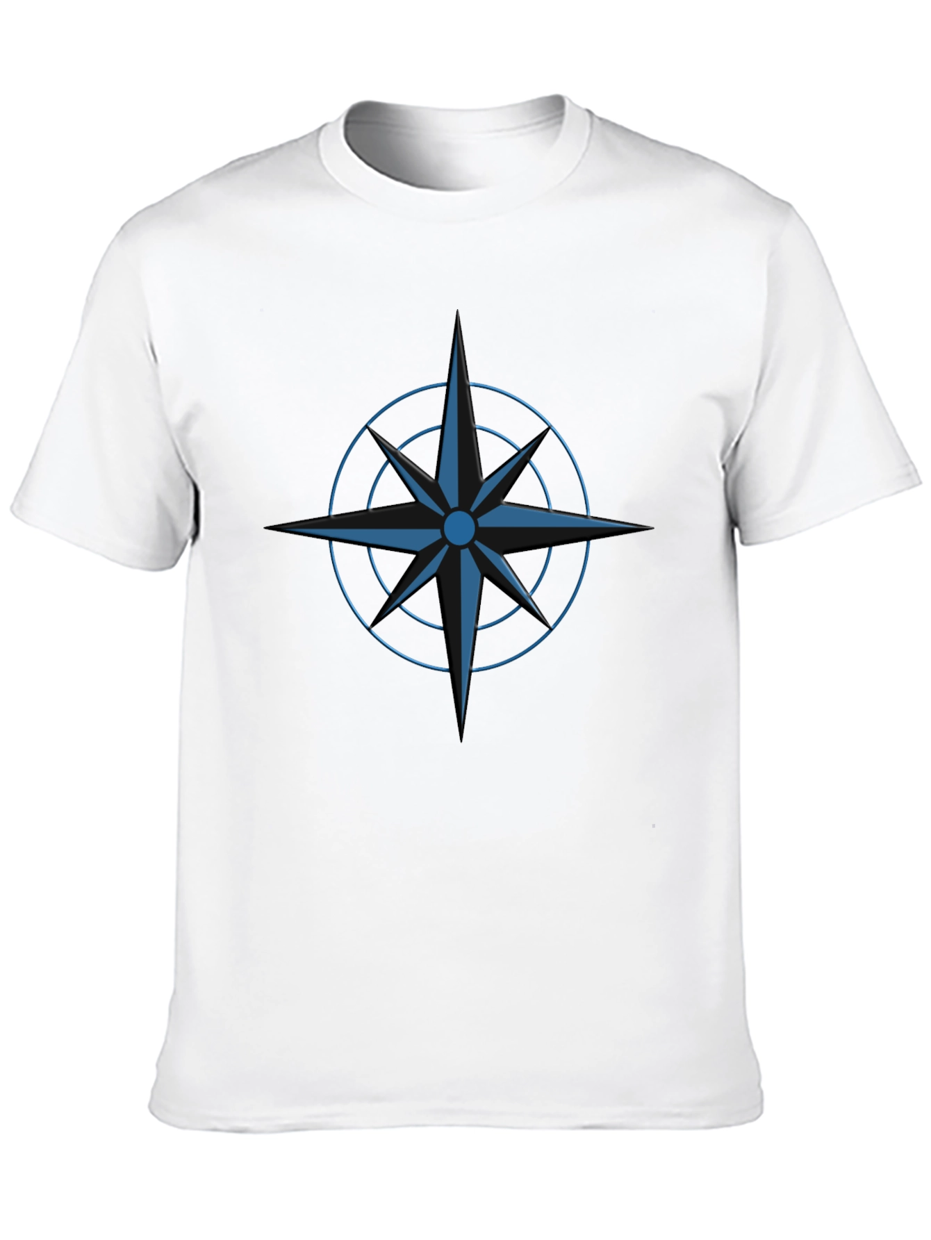Black Stylish Black T-Shirt with Blue Compass Design view 10