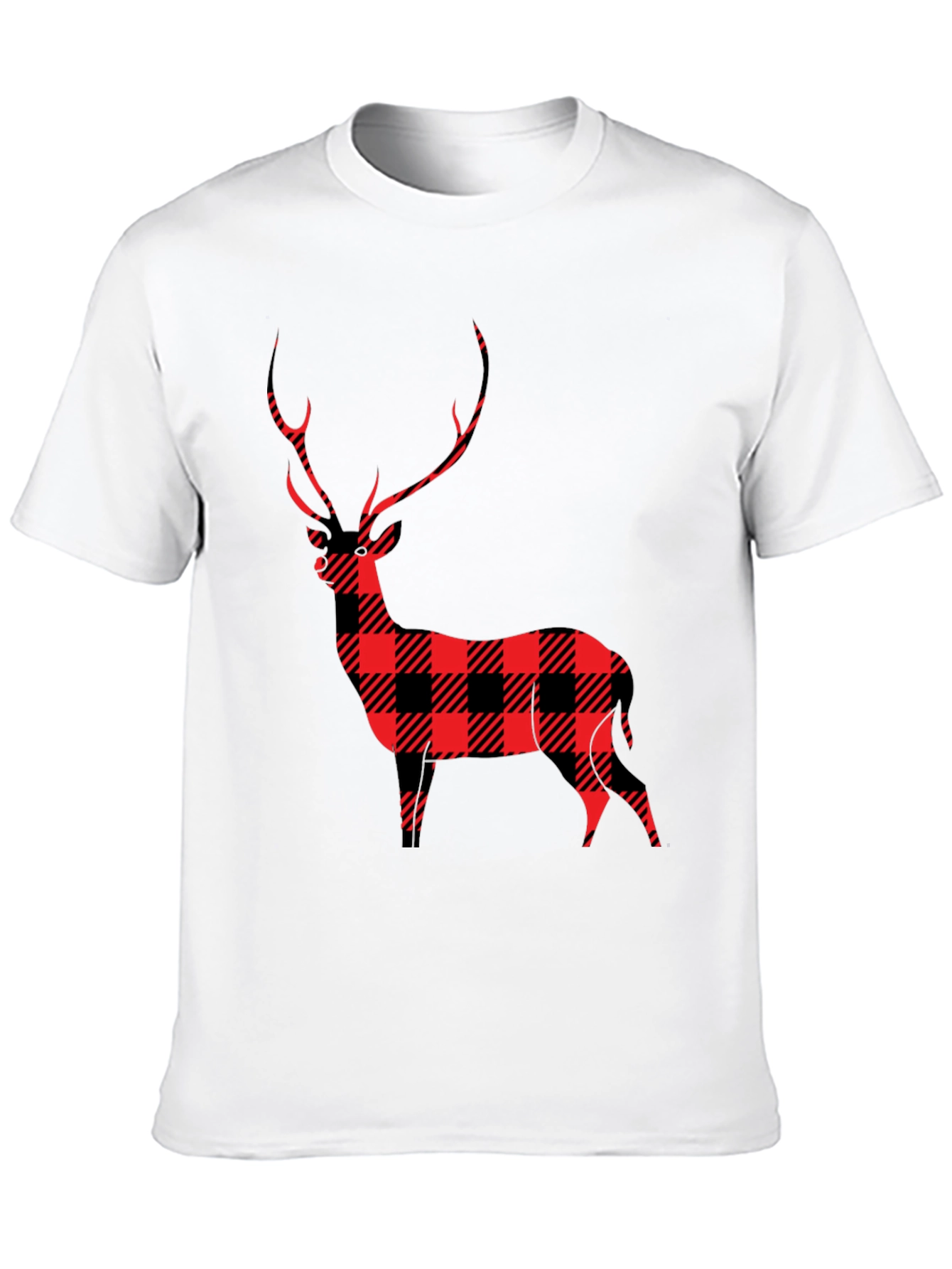 Black Buffalo Plaid Deer Graphic Tee view 10