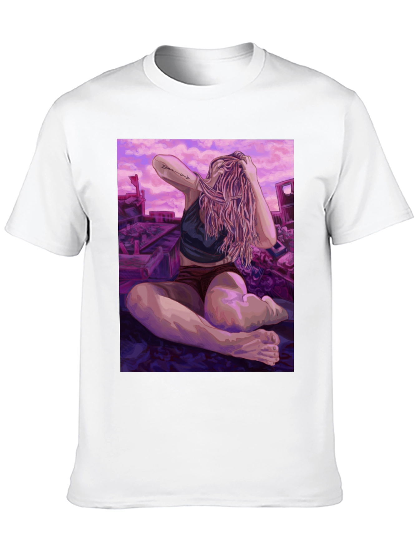 Black Artistic Woman on Ruins Graphic Tee - Unisex view 10