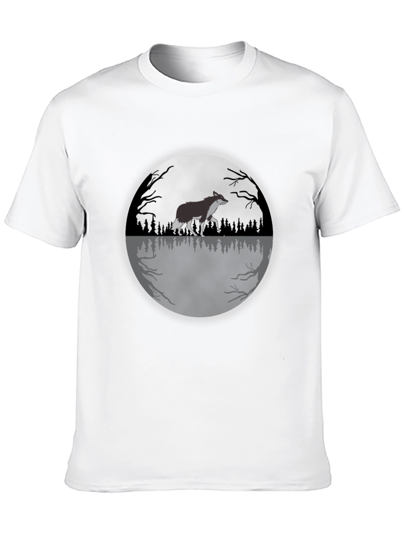Black Wolf Moon Graphic Tee - Black Cotton T-Shirt view 10