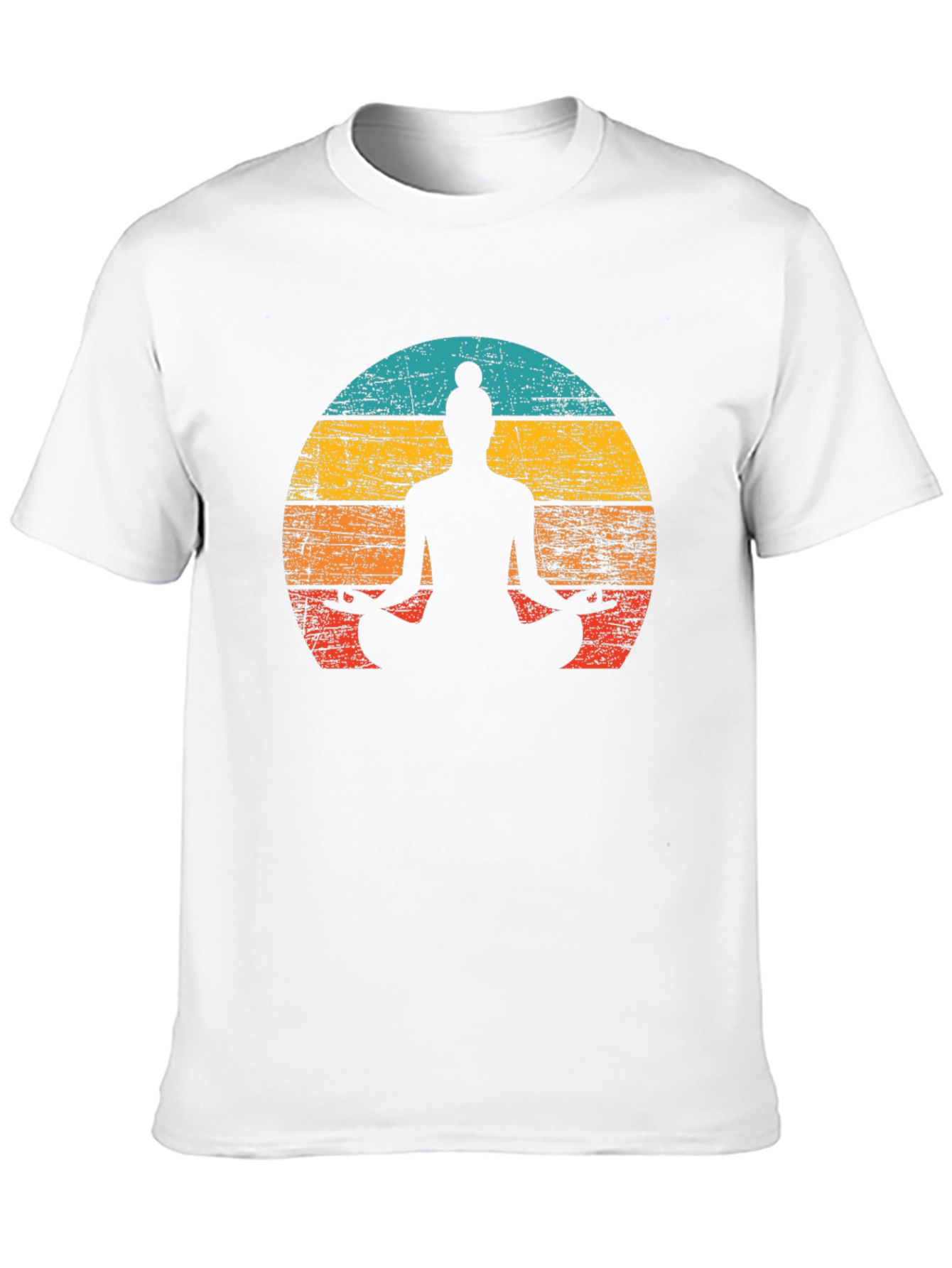 Black Yoga Silhouette Retro Sunset Graphic Tee - Unisex view 10