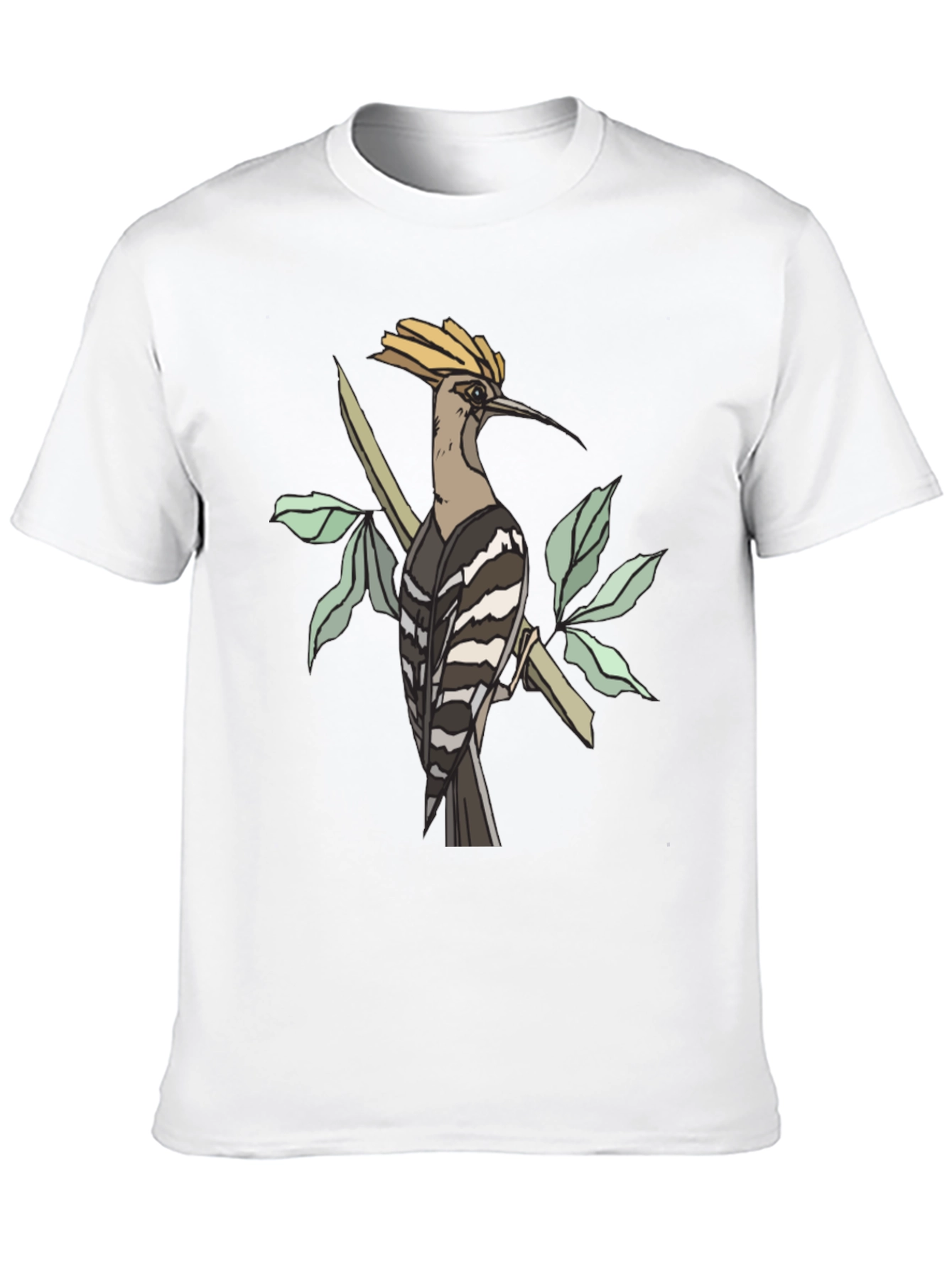 Black Hoopoe Bird Graphic Tee - Black Cotton T-Shirt view 10