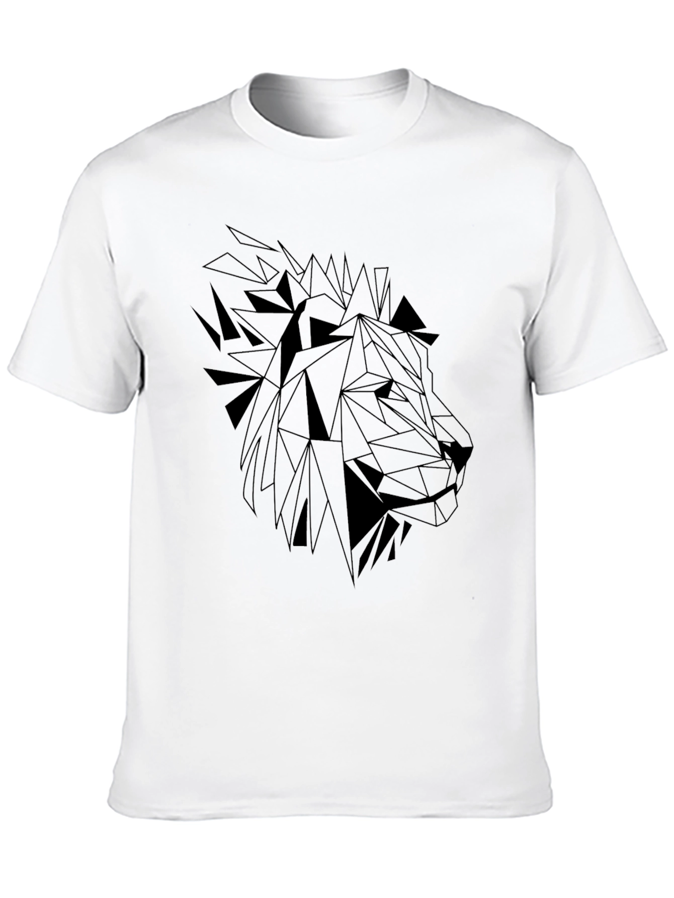 Black Geometric Lion Graphic Tee - Black Cotton Shirt view 10