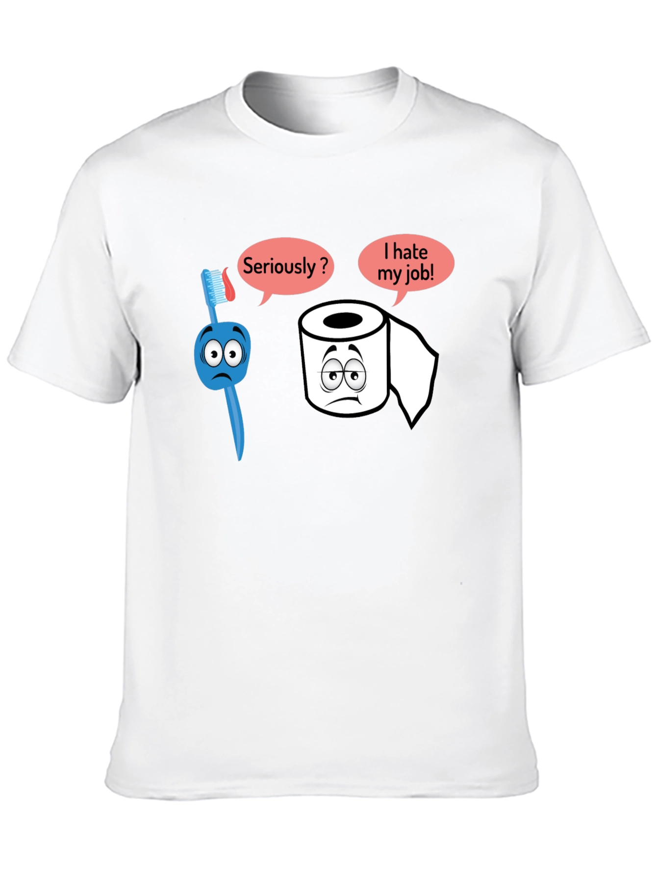 Black Humorous T-Shirt: Toothbrush and Toilet Paper view 10