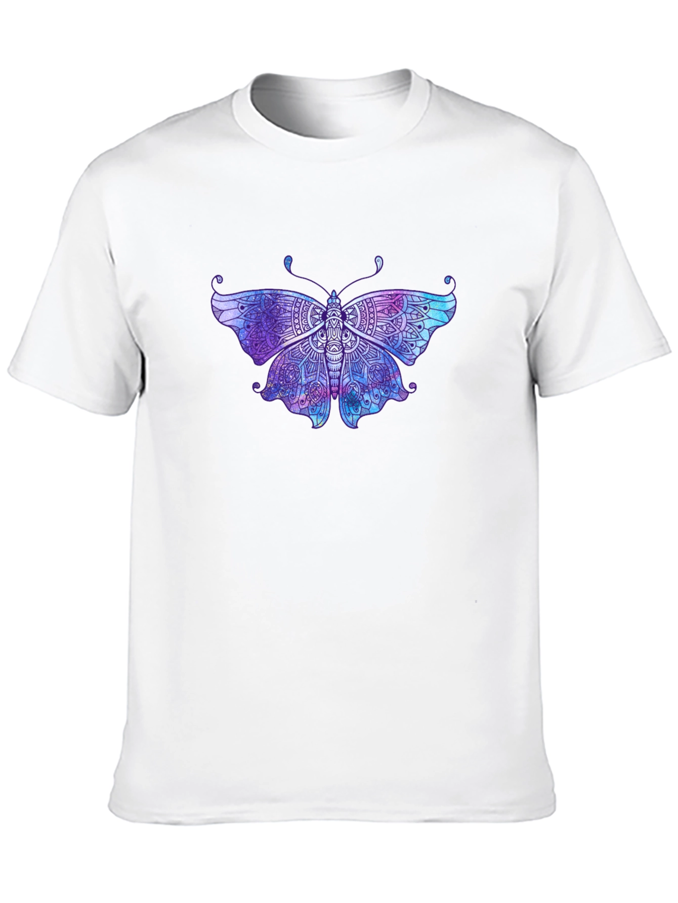 Black Butterfly Mandala Graphic Tee - Black Cotton T-Shirt view 10