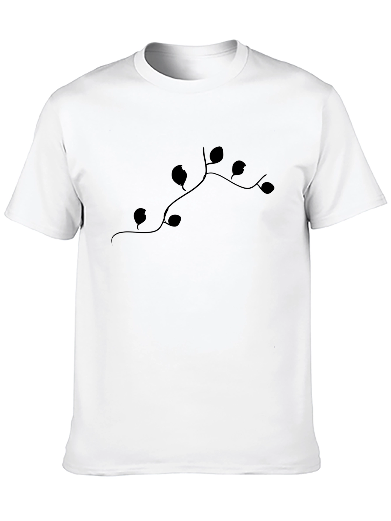 Black Men's Black T-Shirt with Vine Graphic view 10