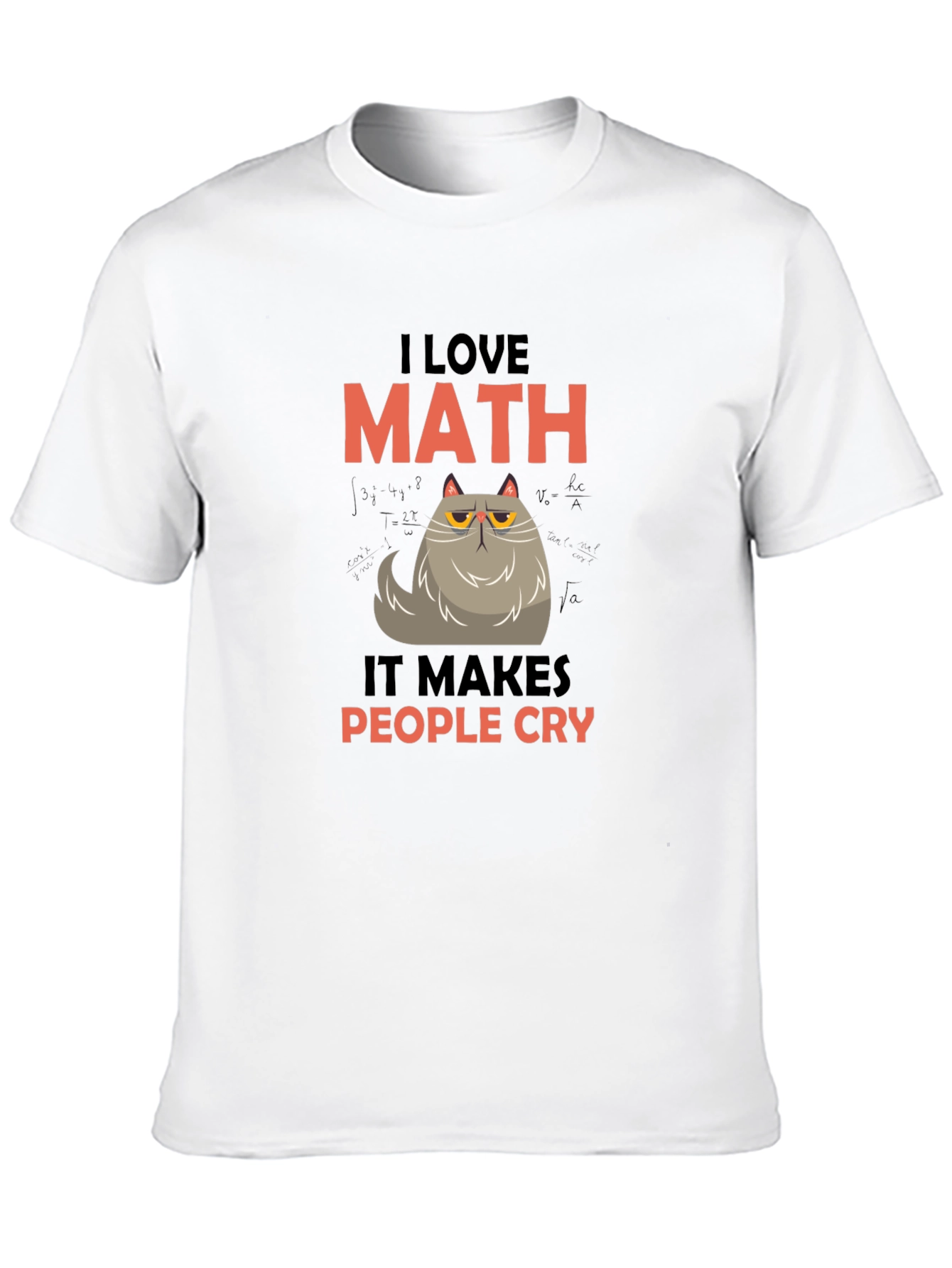 Black I Love Math Funny Cat Graphic T-Shirt view 10