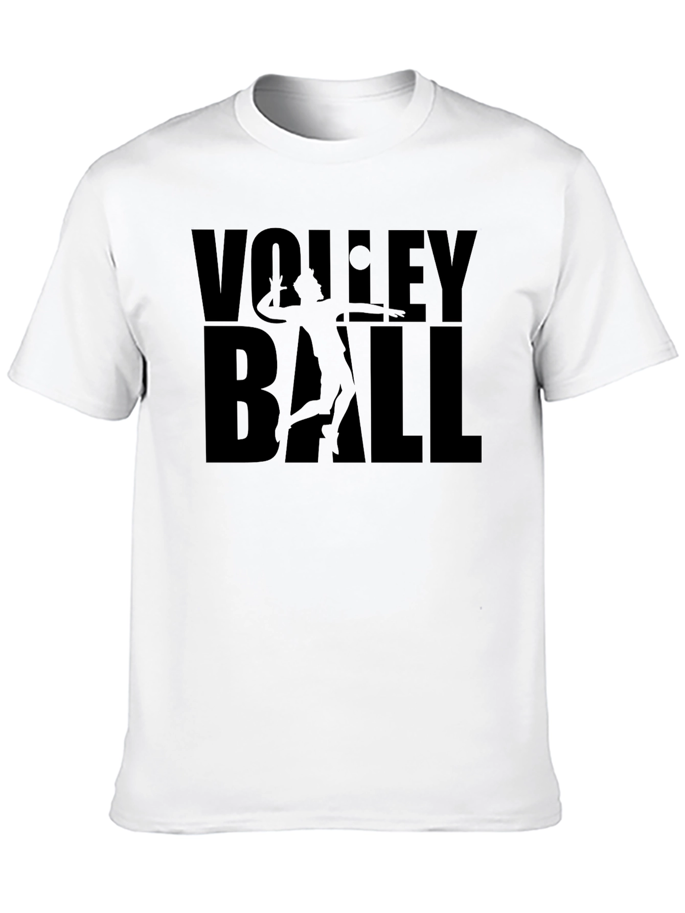 Black Volleyball Player Graphic Print Crew Neck T-Shirt view 10