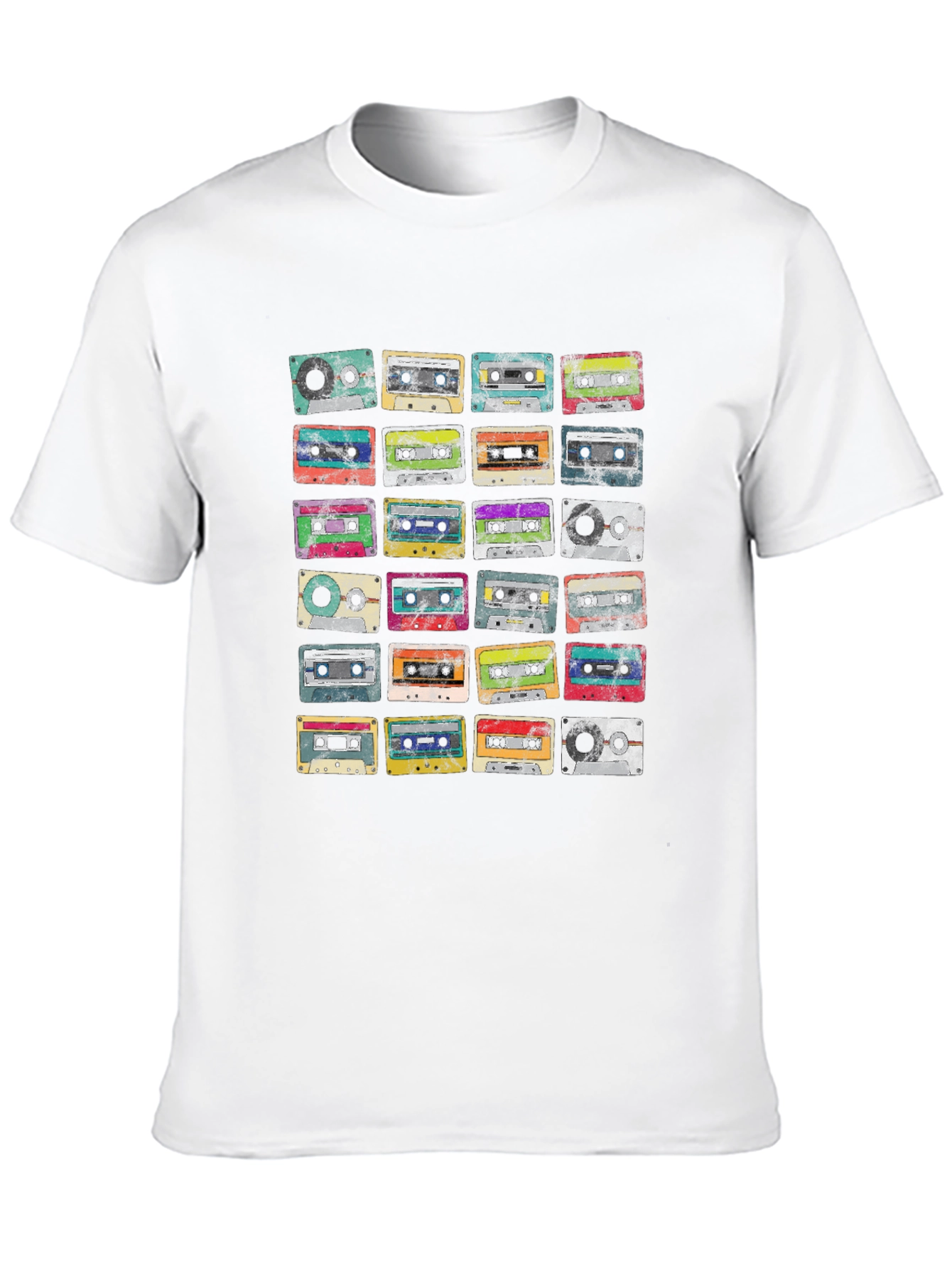 Black Retro Cassette Tapes Graphic Tee - Vintage Music Lover Shirt view 10