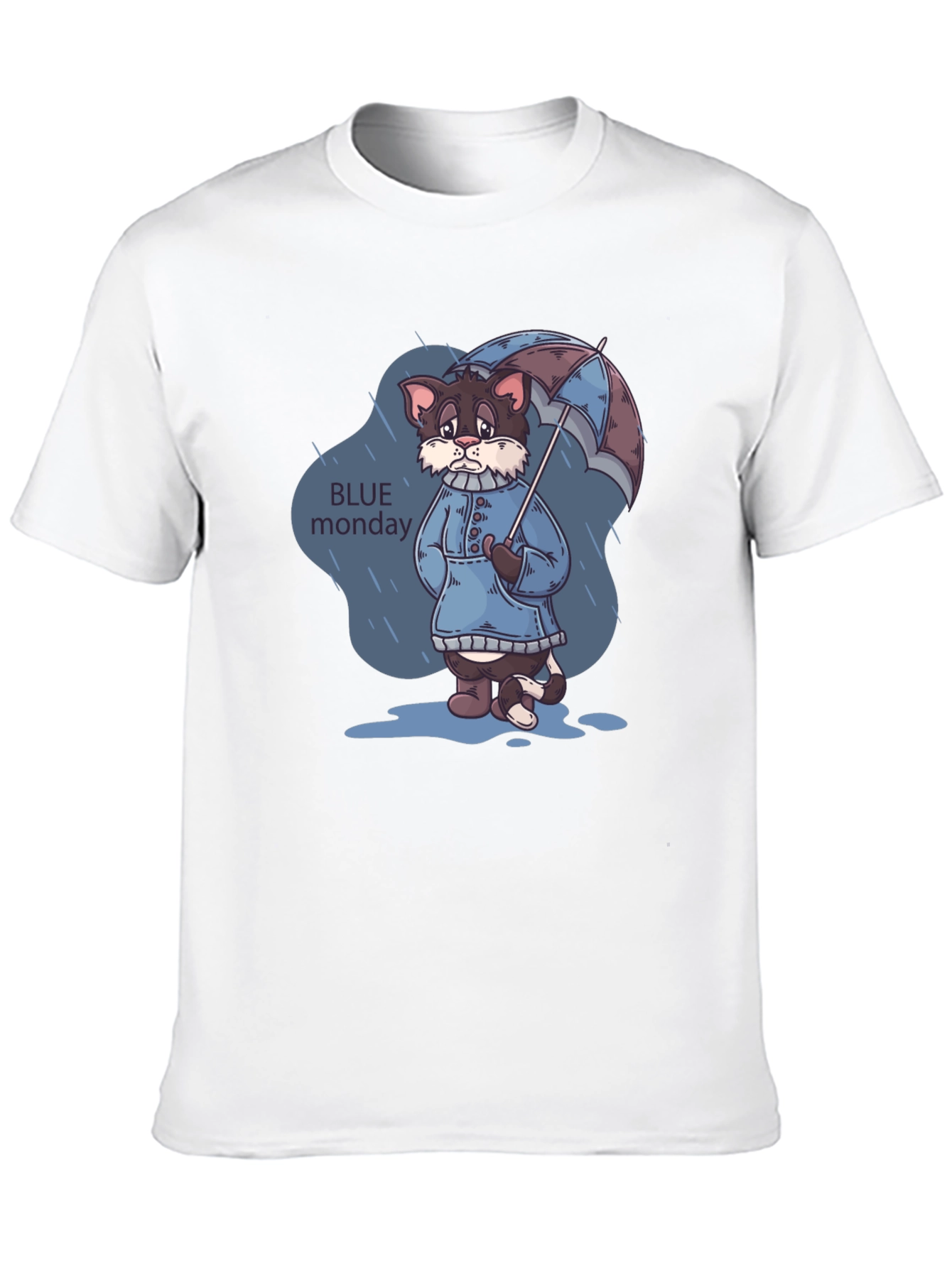 Black Blue Monday Cat T-Shirt - Rainy Day Style view 10