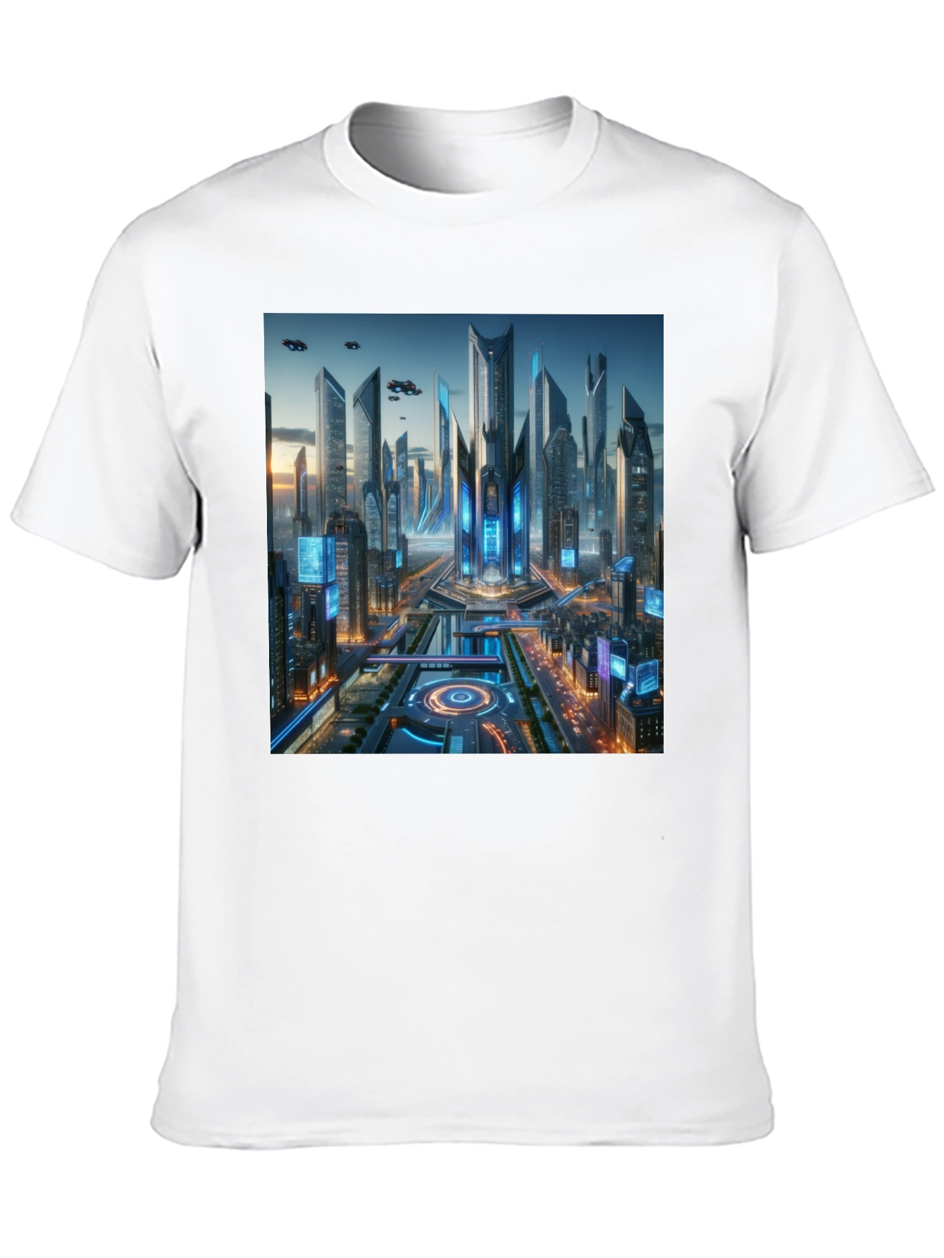 Black Futuristic Cityscape Graphic Black T-Shirt view 10