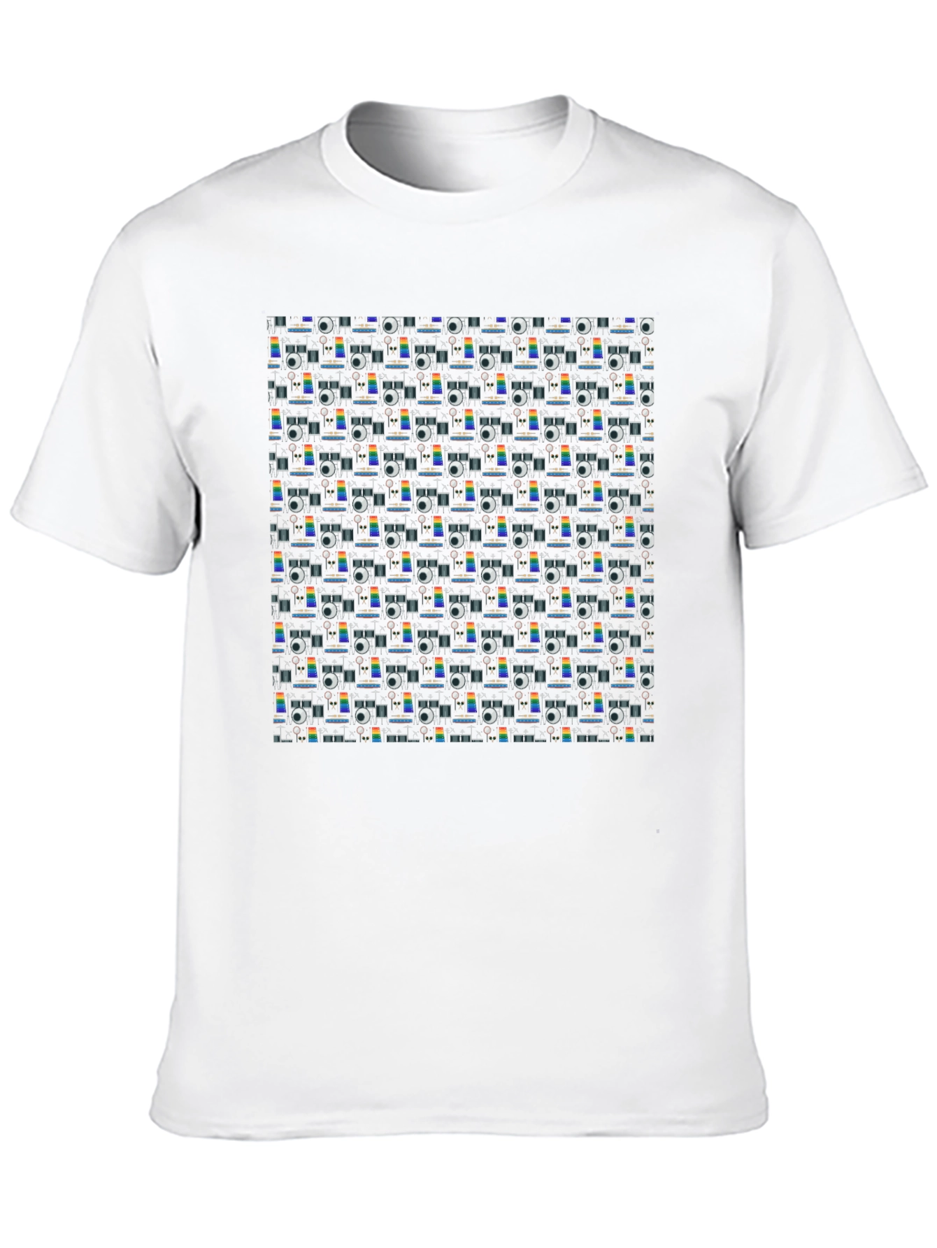 Black Retro Projector Patterned Black T-Shirt view 10