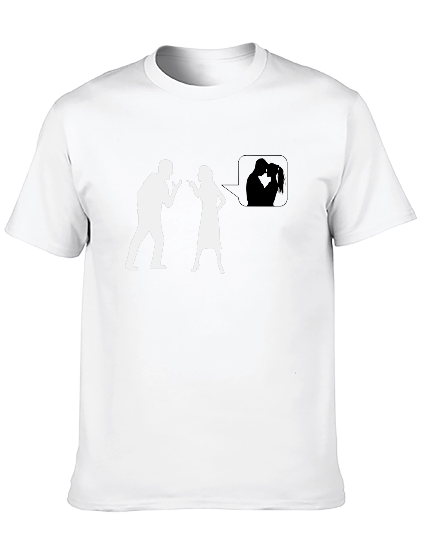Black Funny Arguing Couple T-Shirt - Black Tee view 10