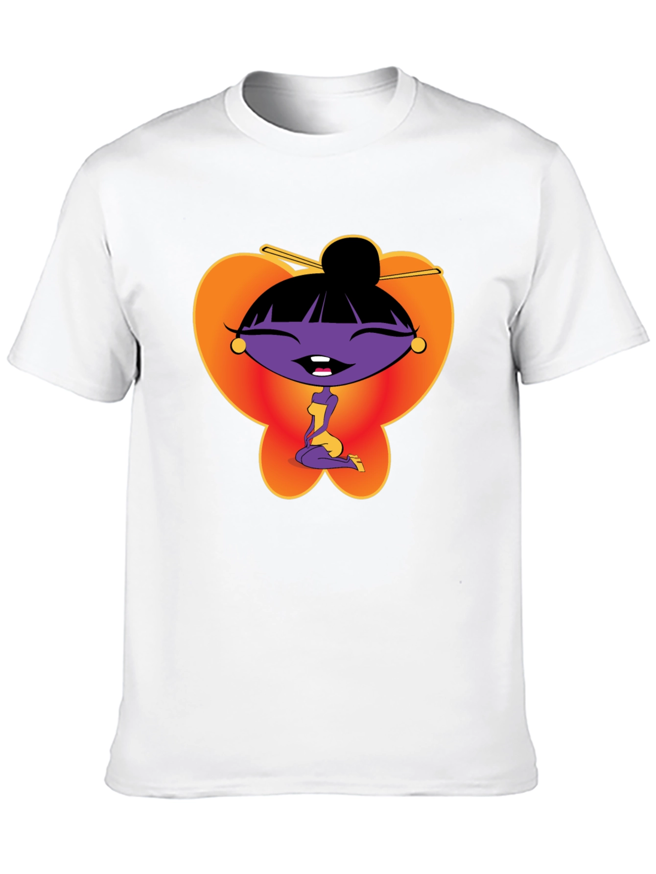 Black Cartoon Girl Graphic Tee - Black view 10