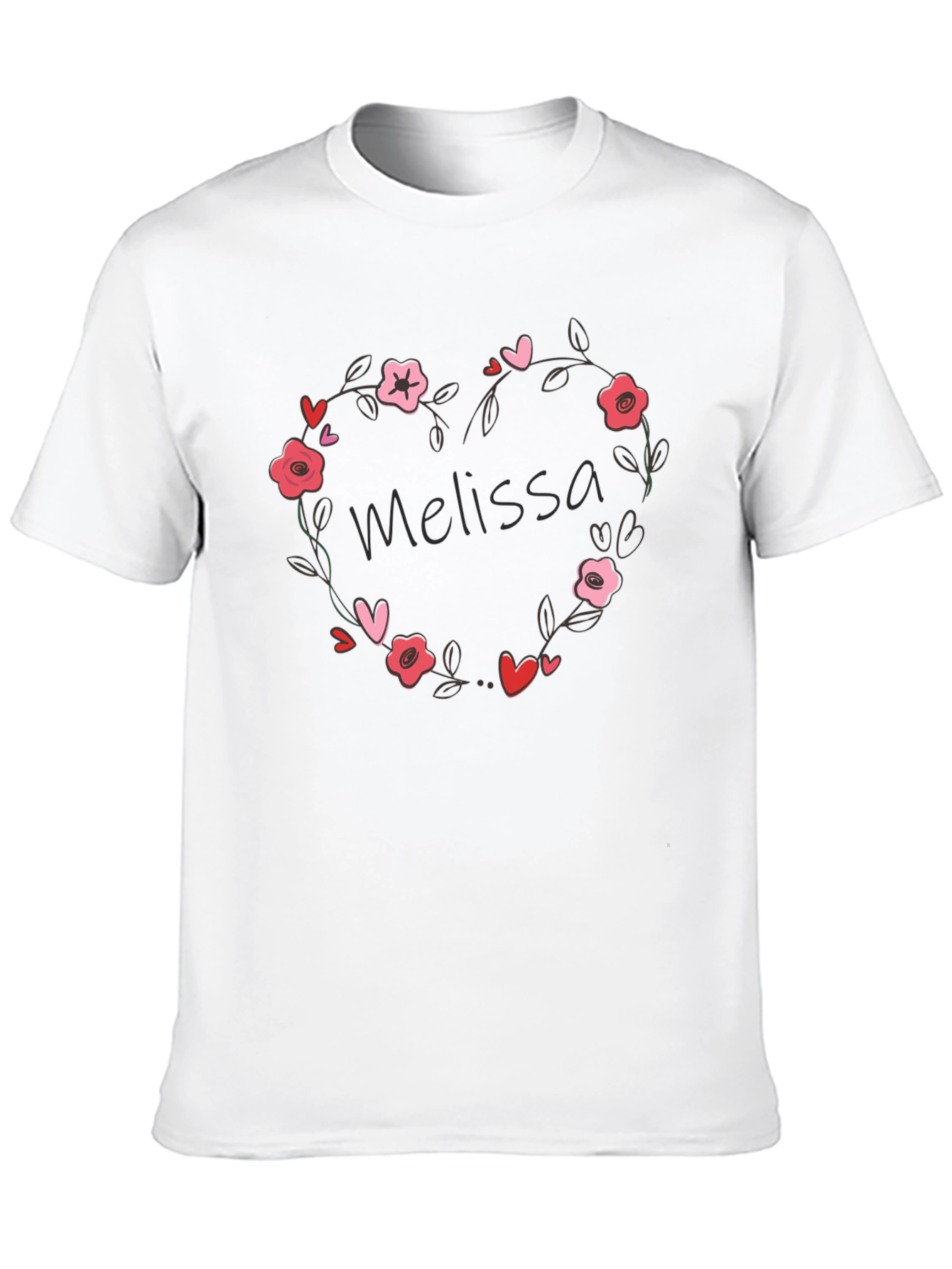 Black Melissa Floral Heart Personalized T-Shirt view 10