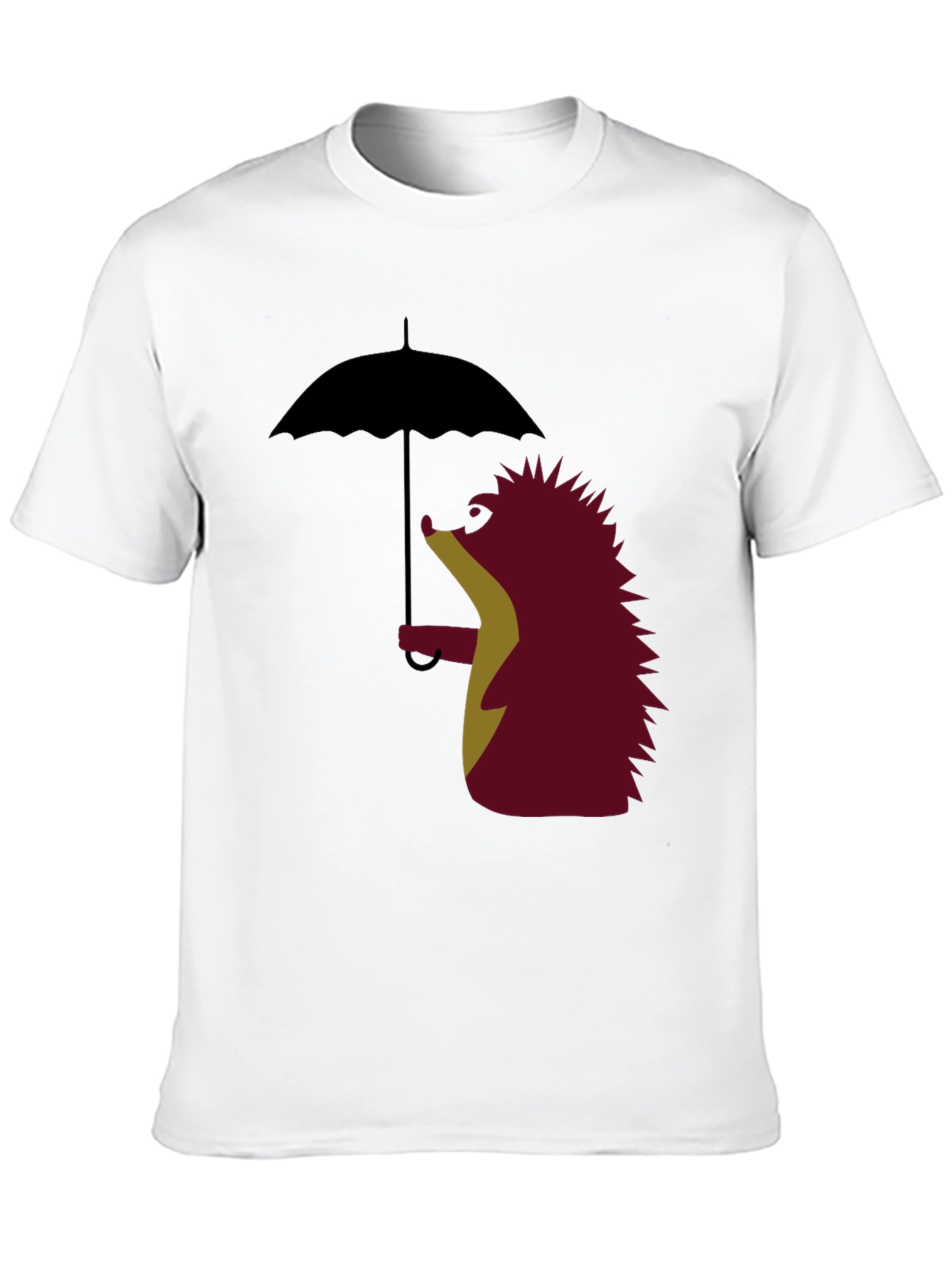Black Whimsical Hedgehog Under Umbrella Graphic Tee view 10