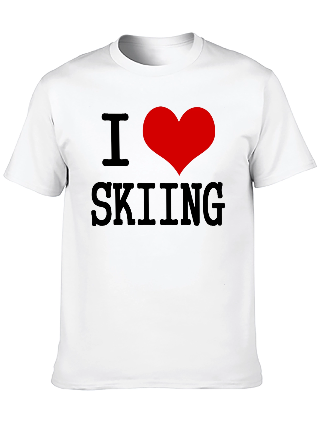 Black I Heart Skiing T-Shirt - Black Cotton Tee view 10