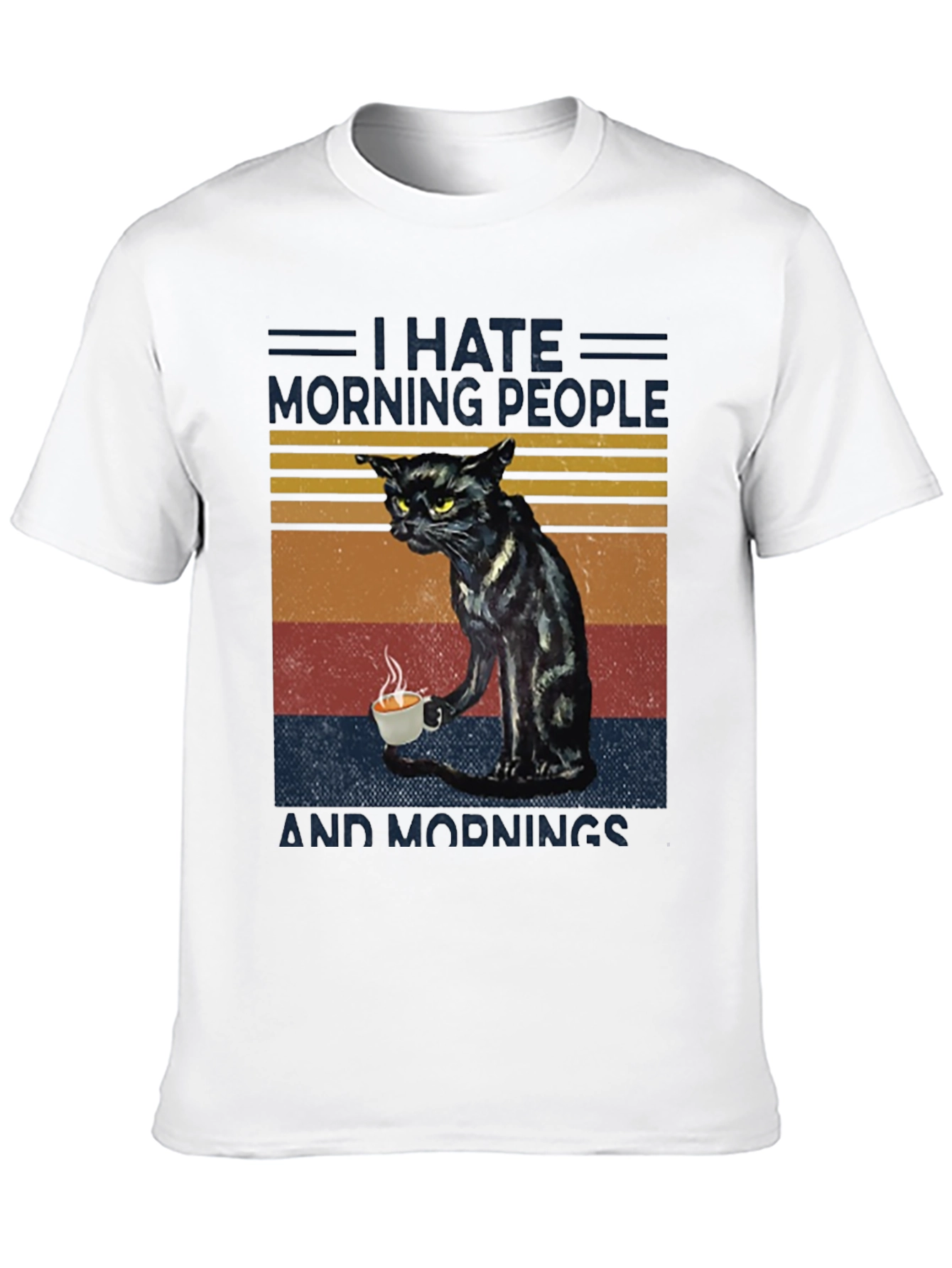 Black I Hate Morning People Cat Graphic T-Shirt view 10