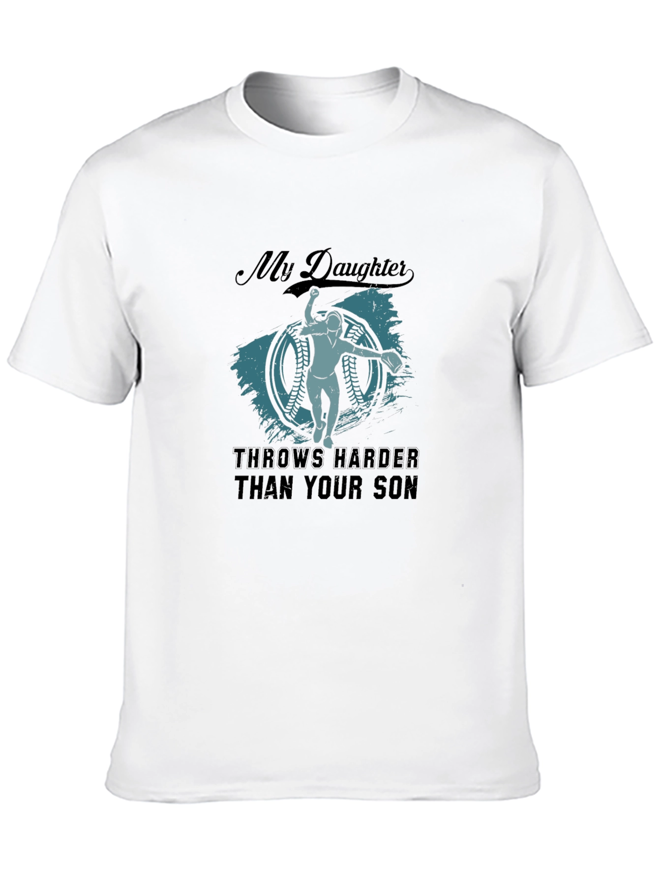 Black My Daughter Throws Harder T-Shirt - Baseball Apparel view 10
