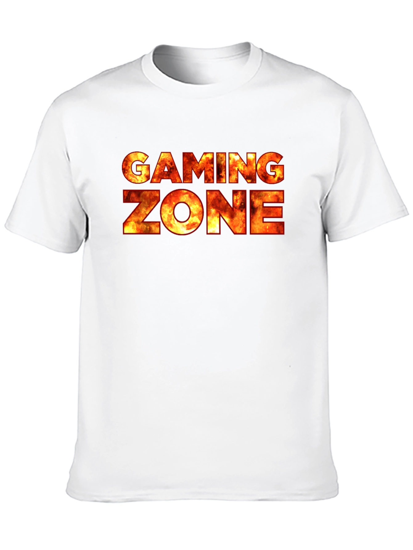 Black Gaming Zone Fire Text Black T-Shirt view 10