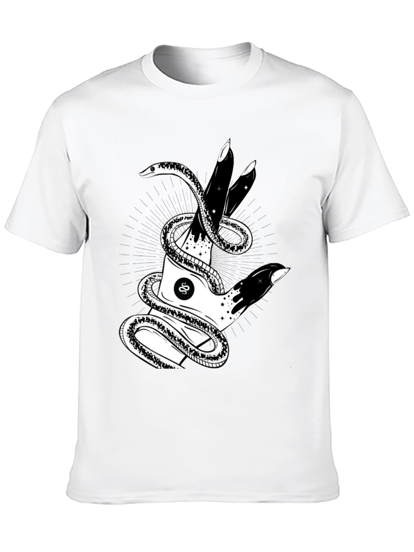 Black Mystic Snake & Hand Graphic Tee - Black view 10
