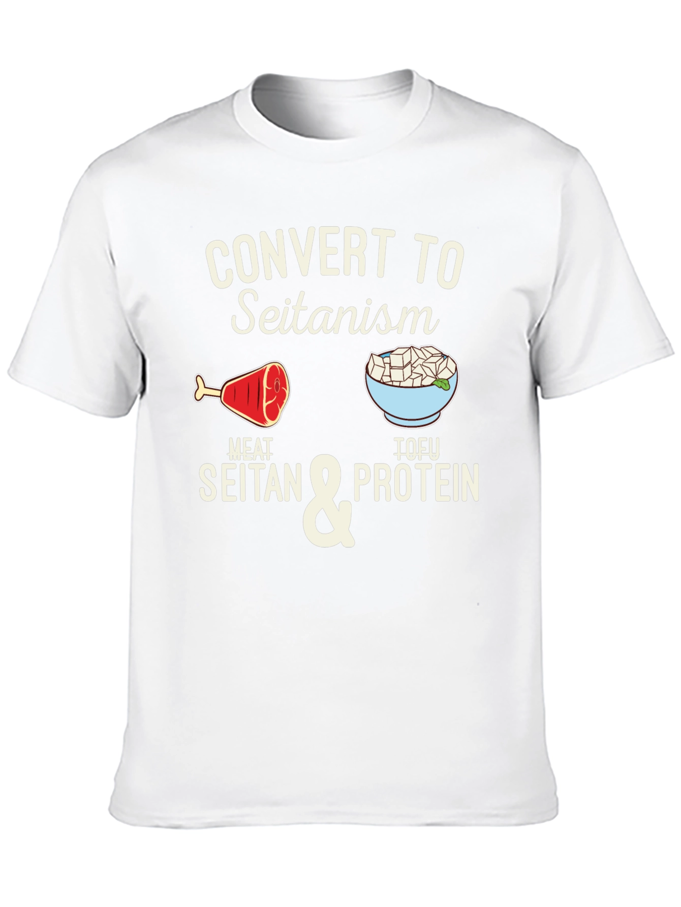 Black Convert to Seitanism T-Shirt - Vegan & Vegetarian Humor Tee view 10