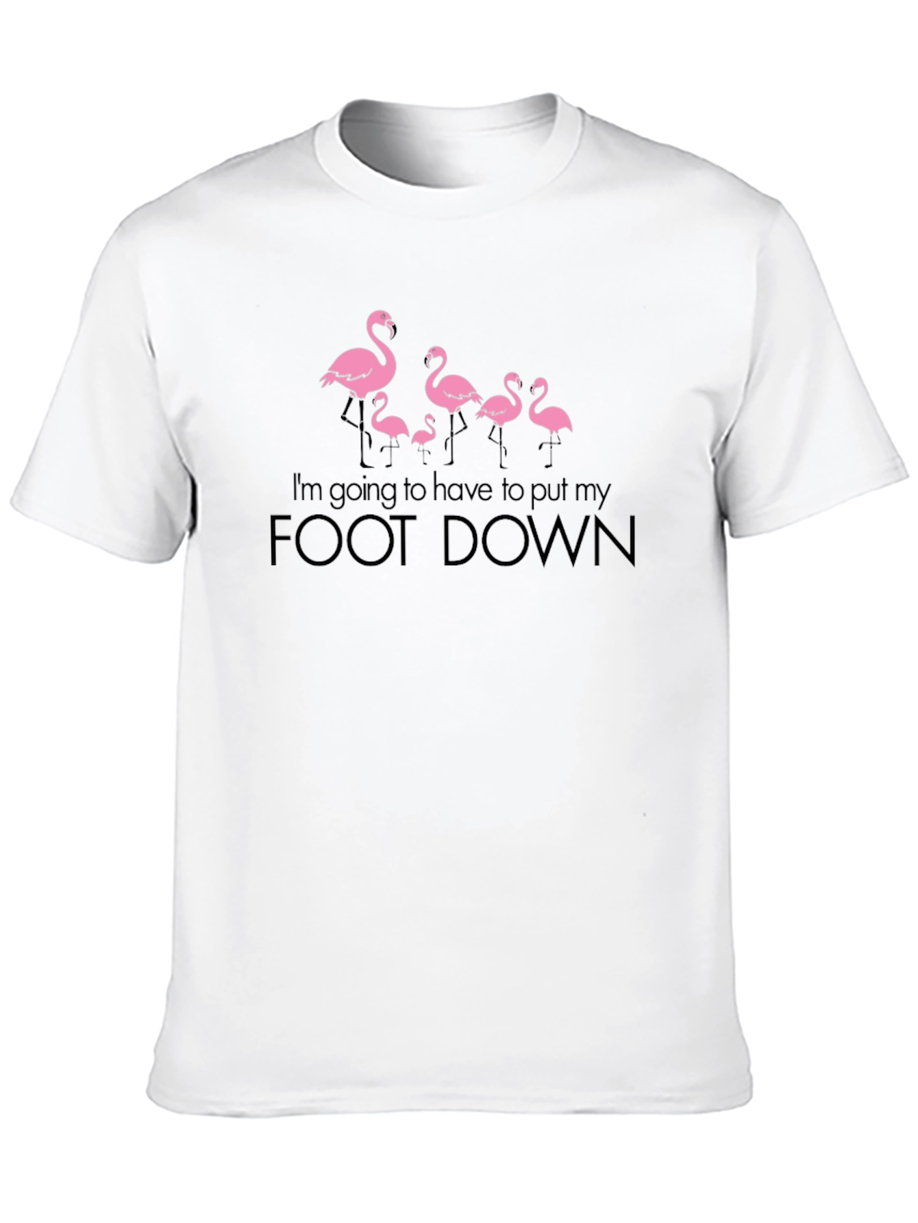 Black Funny Flamingo "Foot Down" Graphic T-Shirt view 10