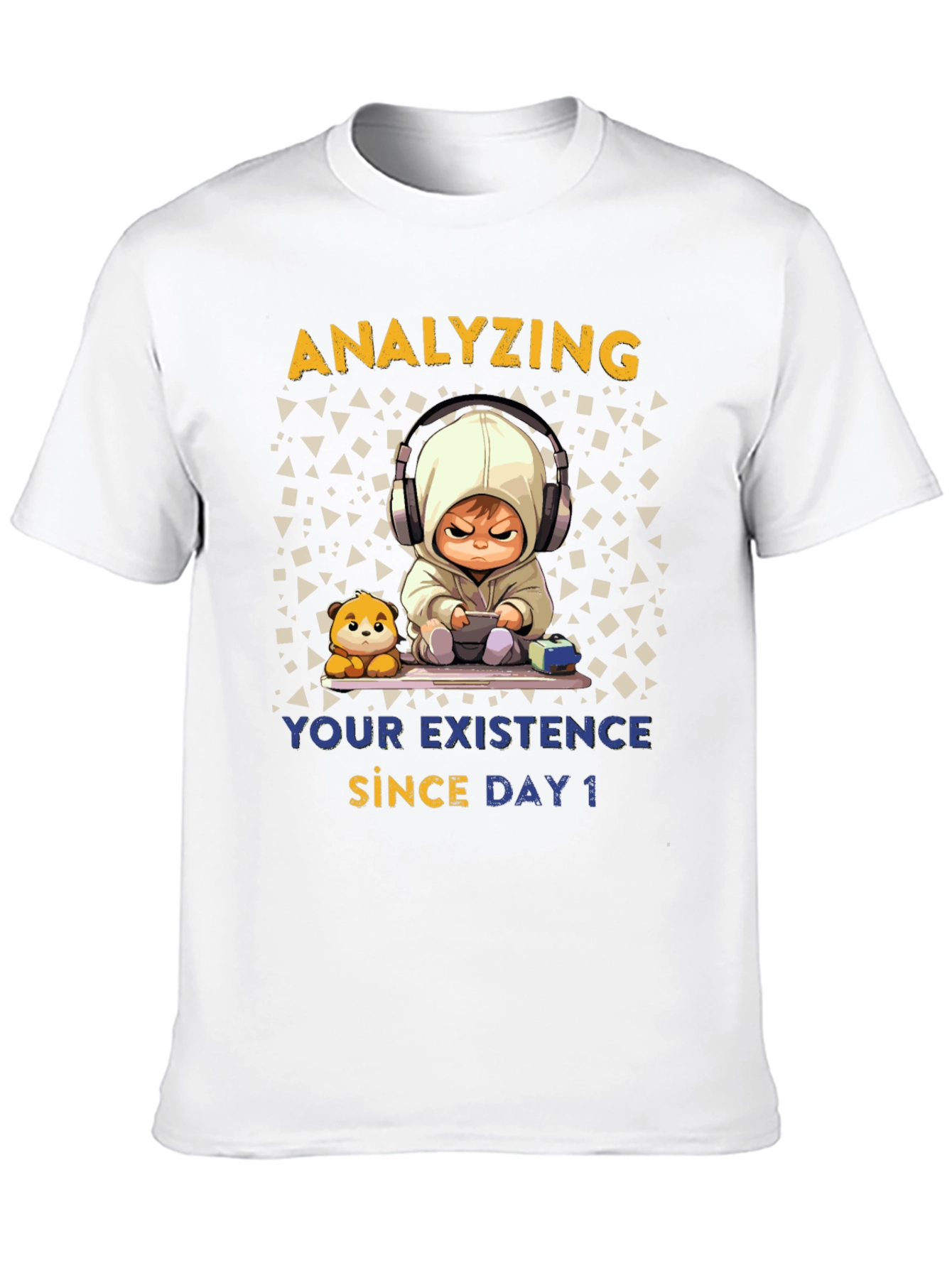Black Analyzing Existence T-Shirt - Funny Gamer Baby Tee view 10