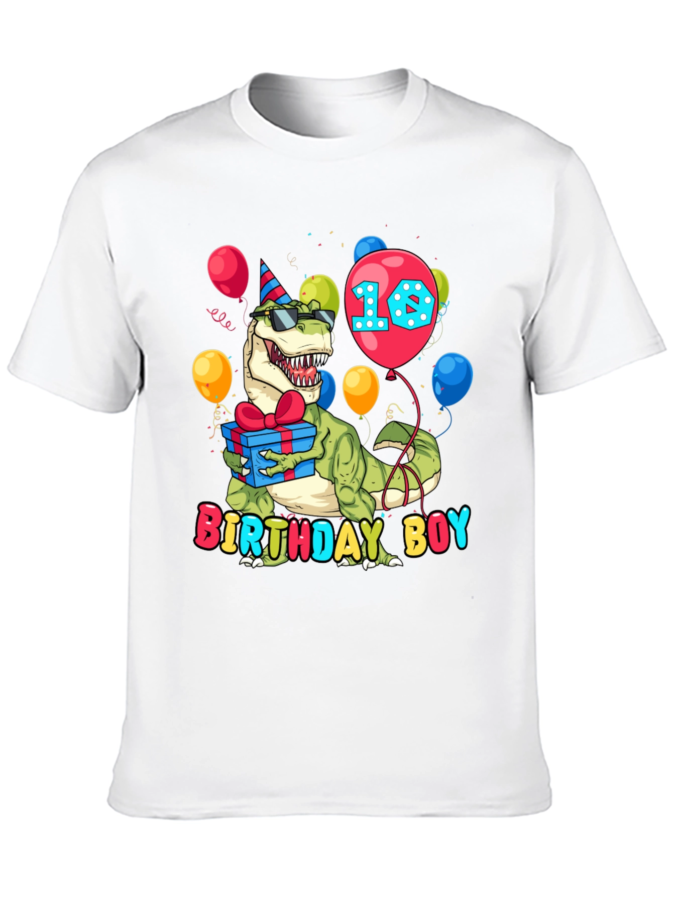Black Birthday Boy Dinosaur T-Shirt - Dino 10th Birthday view 10