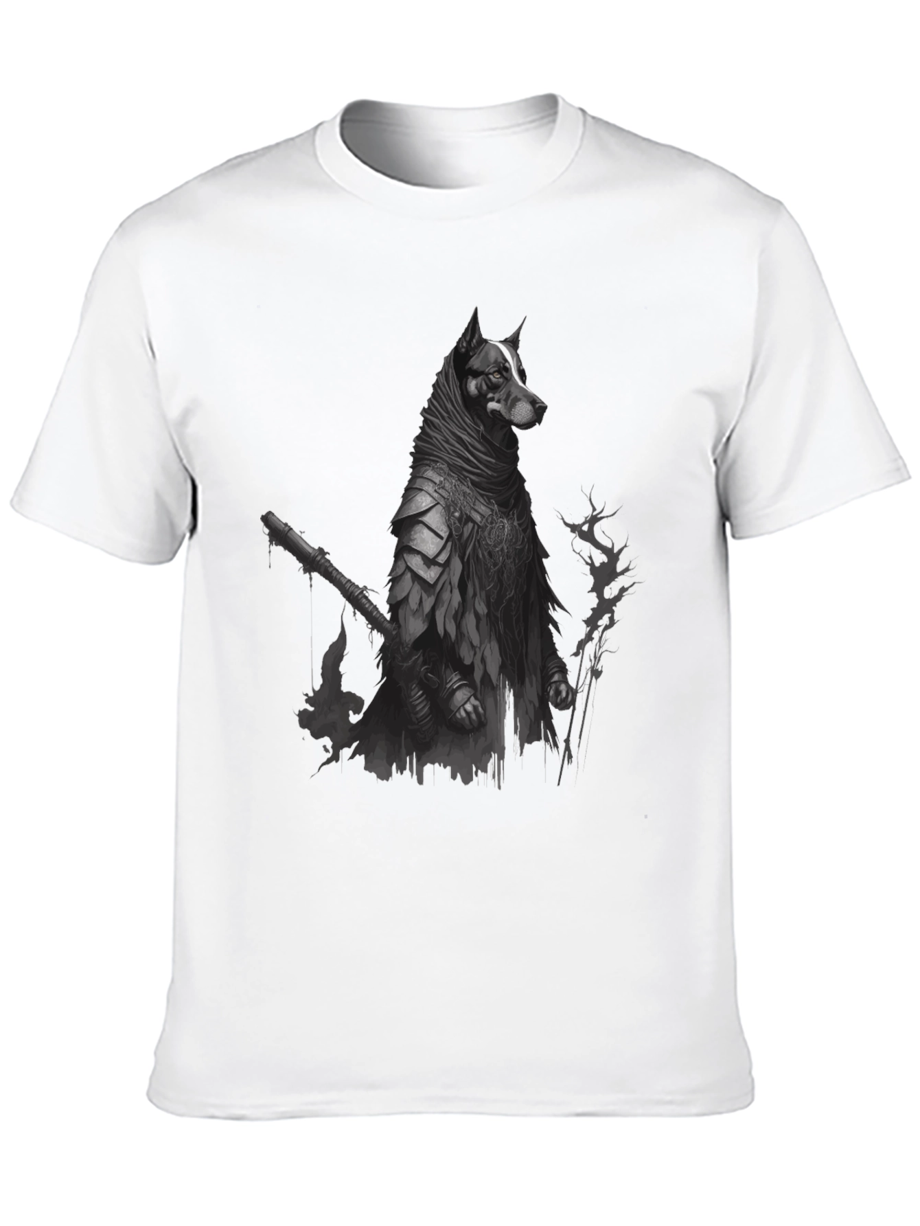 Dog Warrior Graphic Tee - Black Cotton T-Shirt - 10